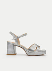 SILVER PLATFORM STRAPPY SANDAL