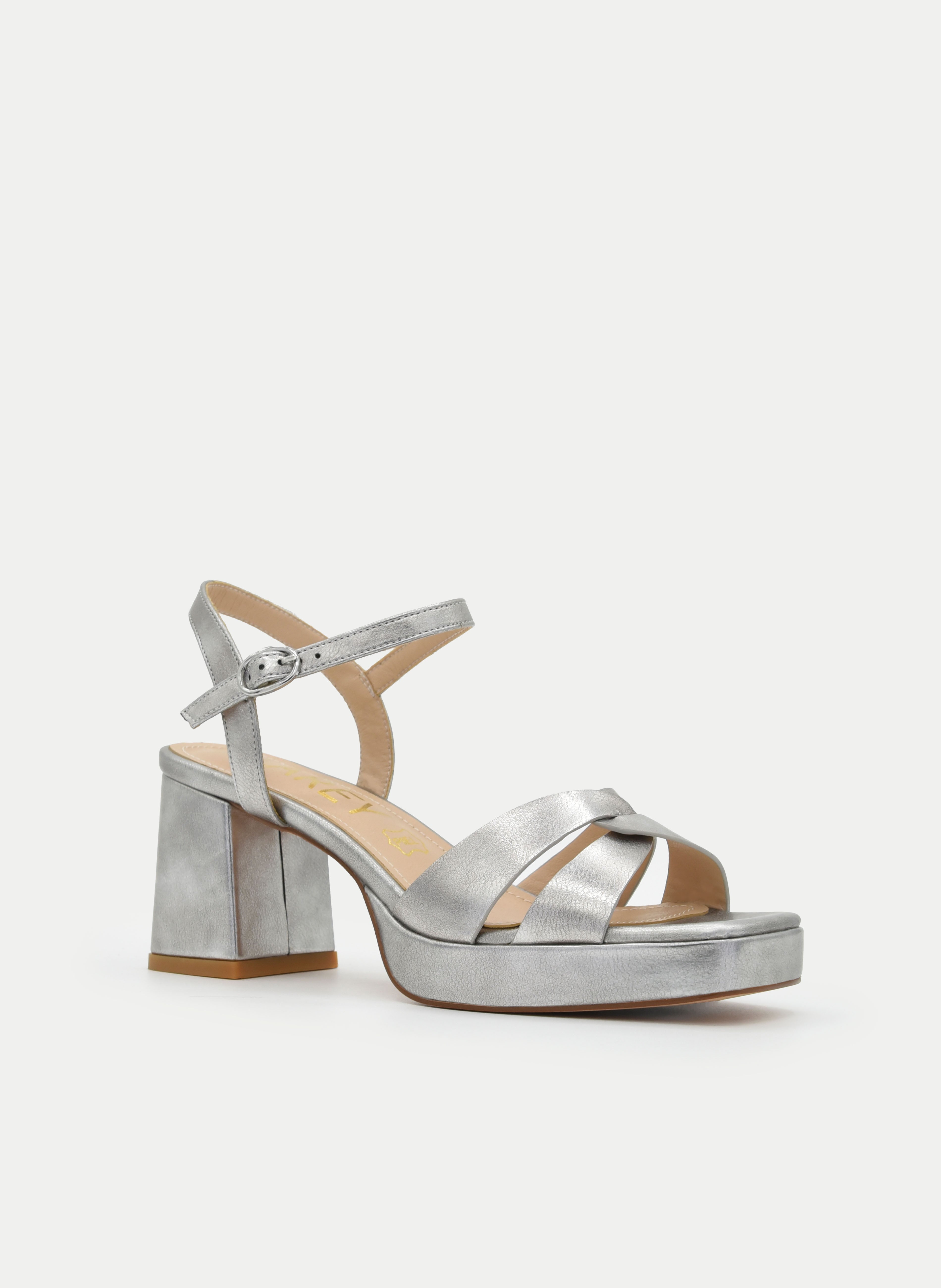 SILVER PLATFORM STRAPPY SANDAL