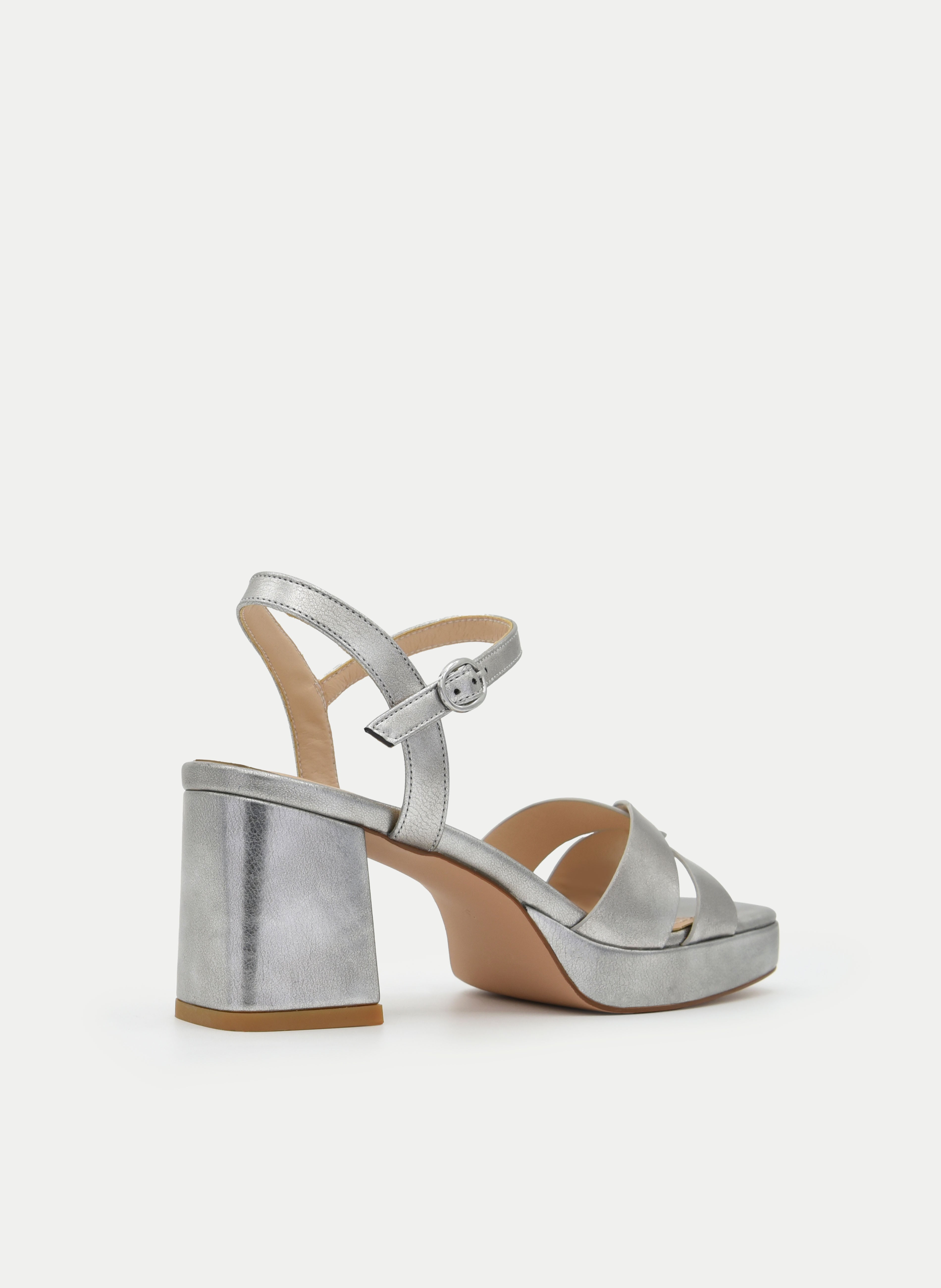 SILVER PLATFORM STRAPPY SANDAL