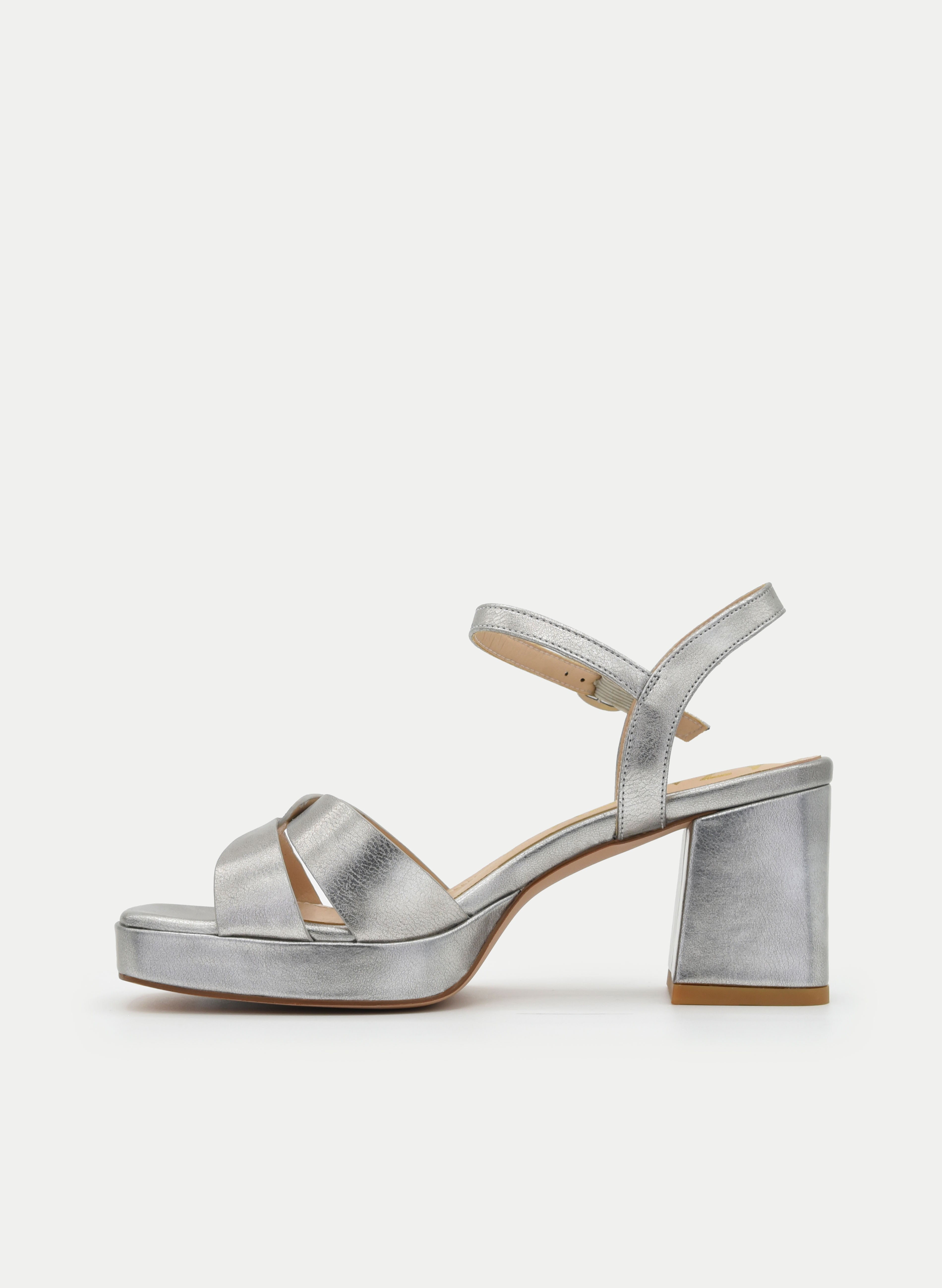 SILVER PLATFORM STRAPPY SANDAL