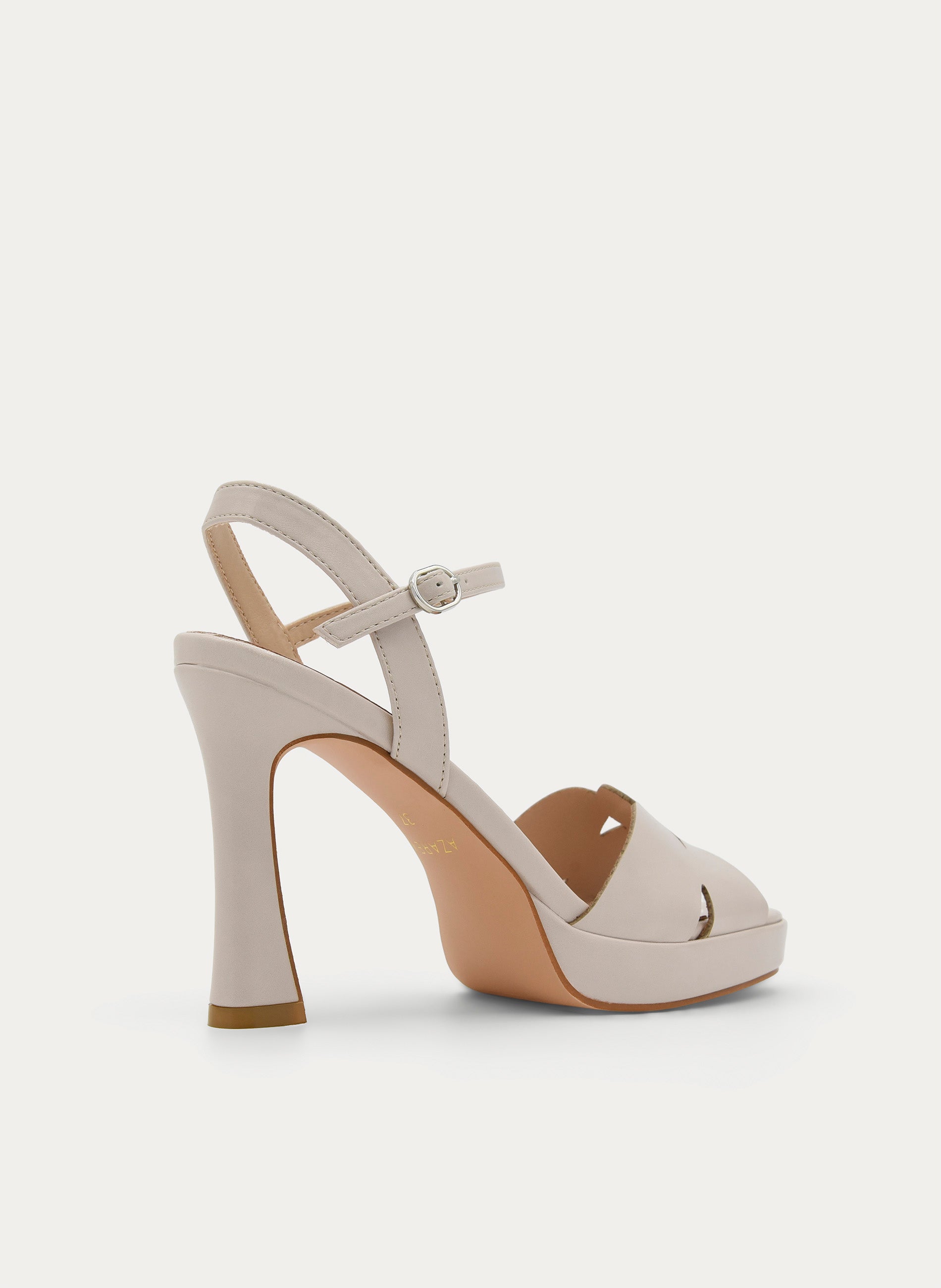 BEIGE HIGH-HEEL PLATFORM SANDAL WITH FLOWER STRAPS