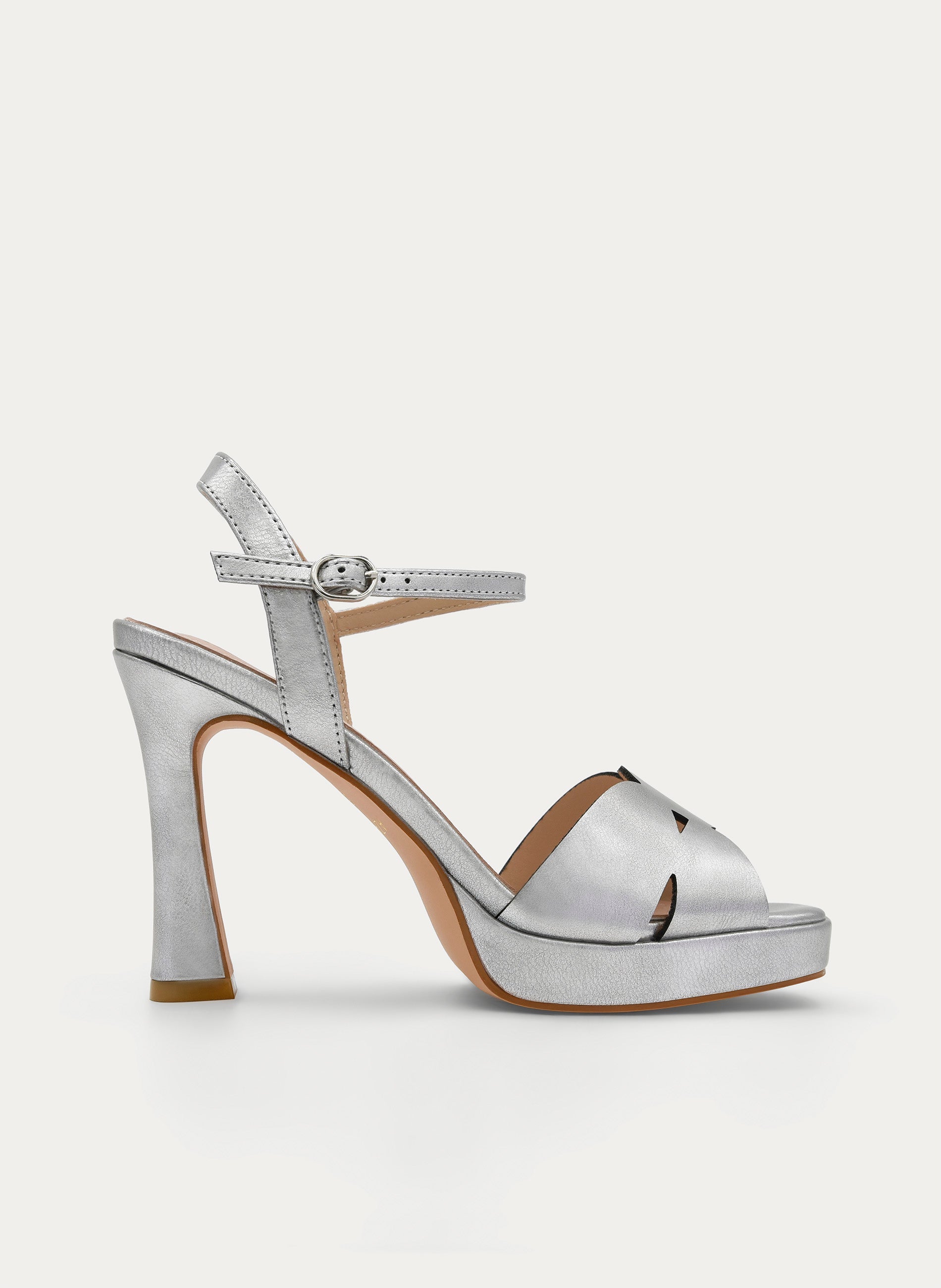 SILVER SANDAL WITH PLATFORM AND STILETTO HEEL