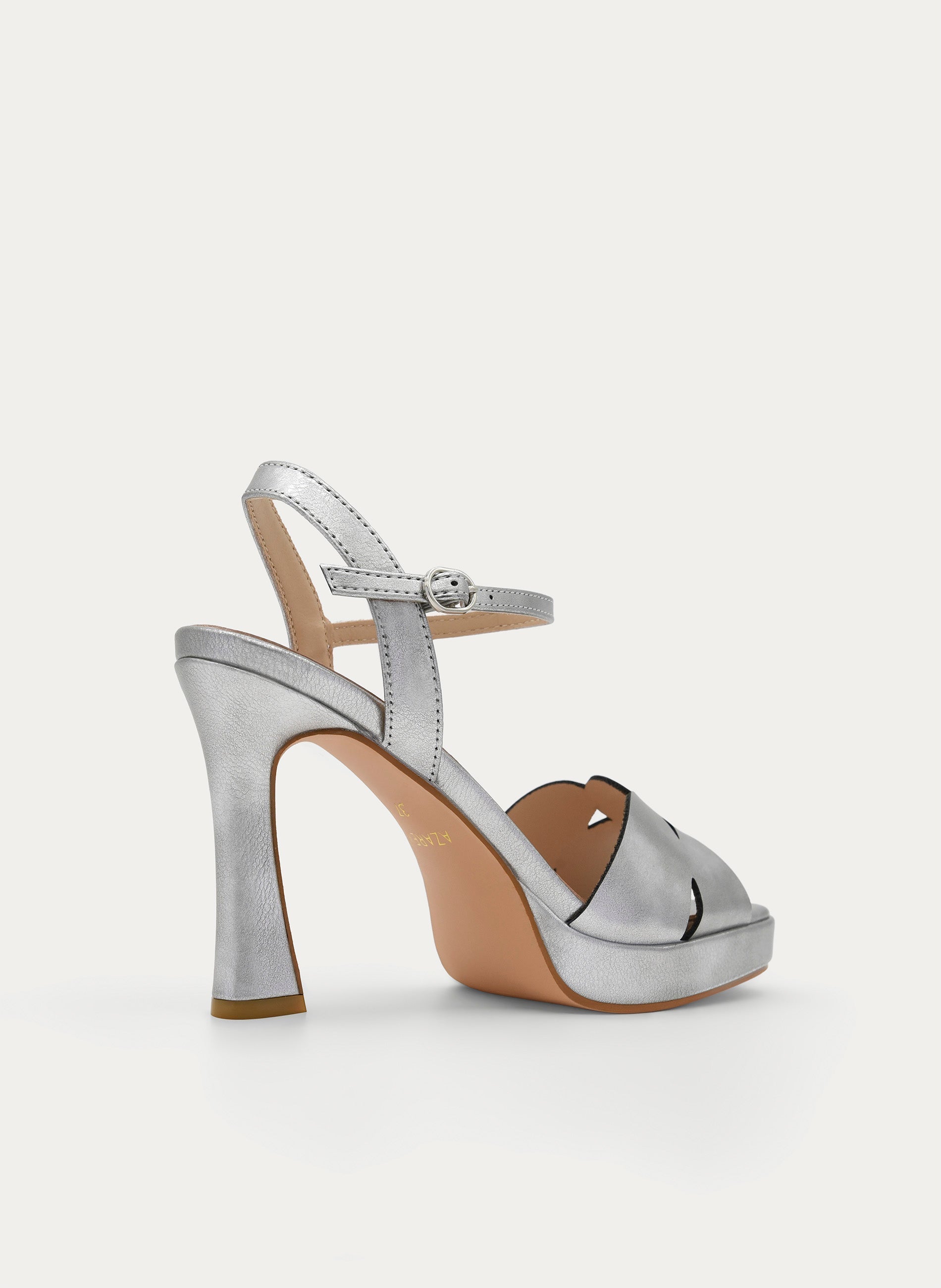 SILVER SANDAL WITH PLATFORM AND STILETTO HEEL