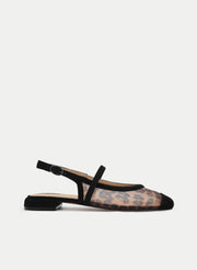 BROWN AND BLACK BACKLESS BALLET FLAT WITH TOE CAP