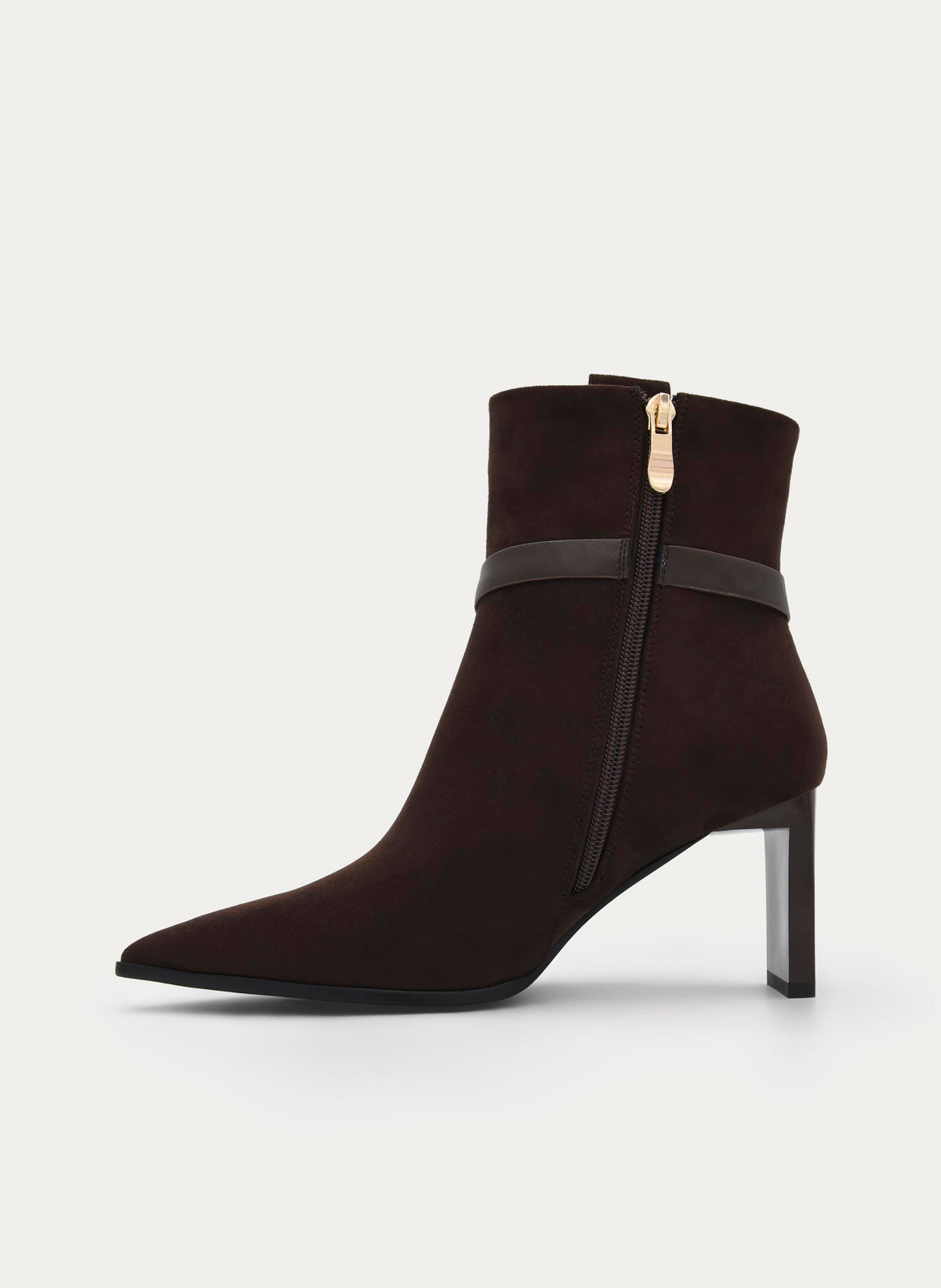 BROWN ANKLE BOOT WITH GOLD BUCKLE