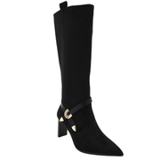 BLACK BOOT HEEL WITH GOLD BUCKLE DETAIL