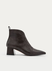 BROWN BOOT WIDE HEEL INSIDE ZIP