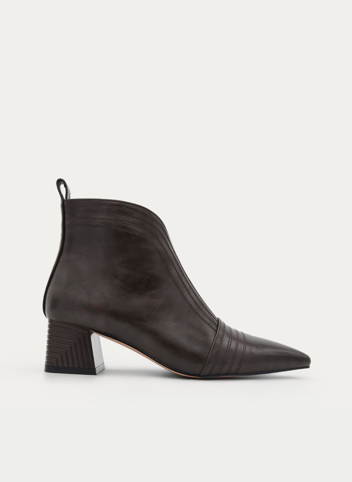 BROWN BOOT WIDE HEEL INSIDE ZIP