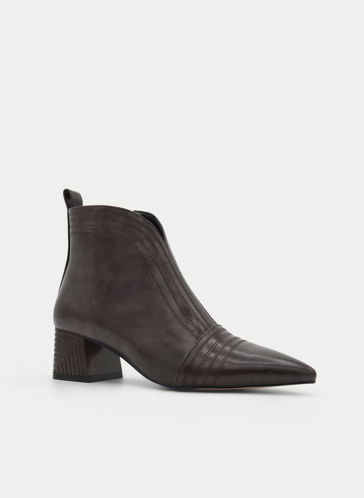 BROWN BOOT WIDE HEEL INSIDE ZIP
