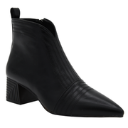 BLACK ANKLE BOOTS WIDE HEEL INNER ZIP