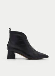 BLACK ANKLE BOOTS WIDE HEEL INNER ZIP