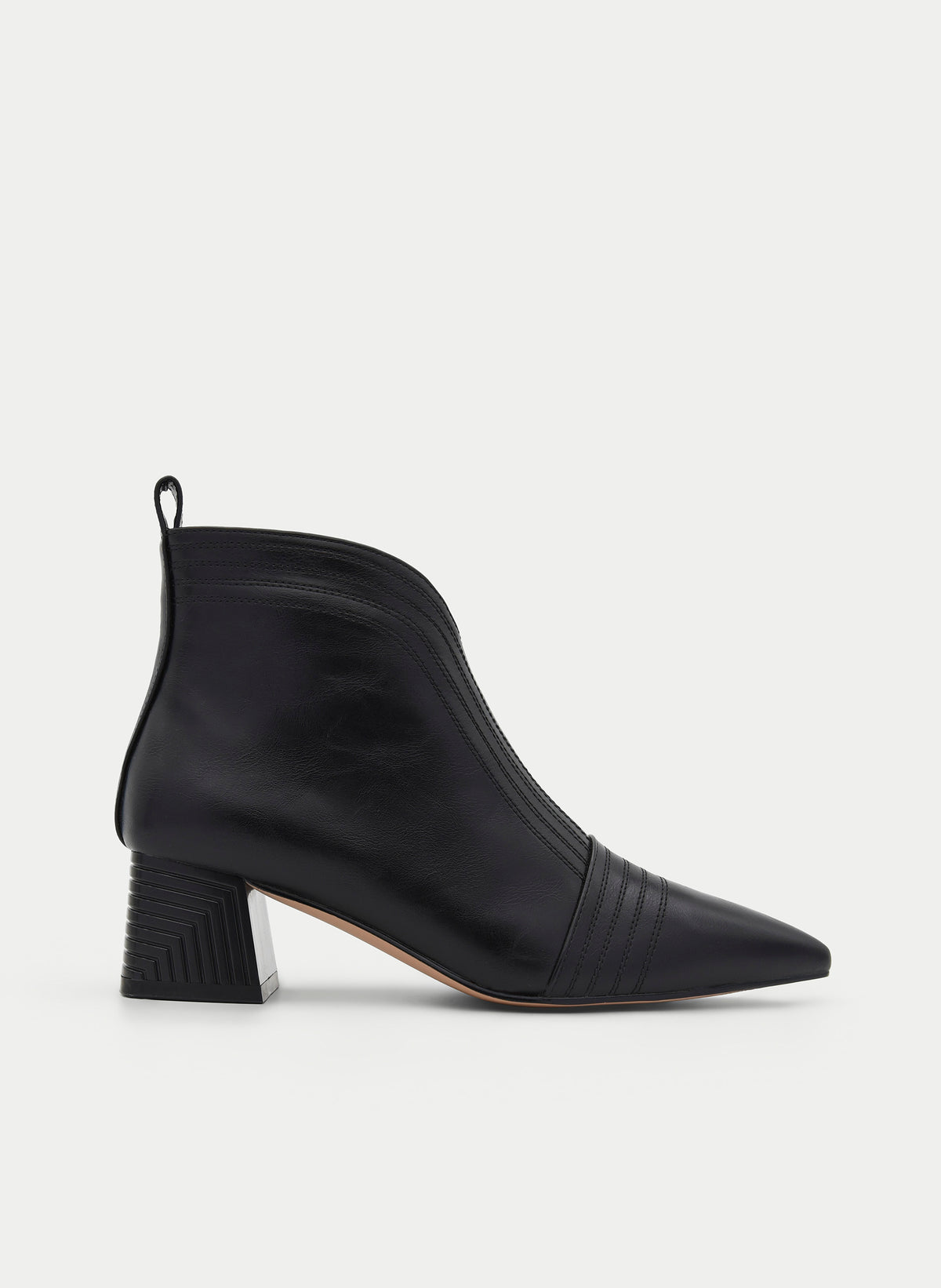 BLACK ANKLE BOOTS WIDE HEEL INNER ZIP