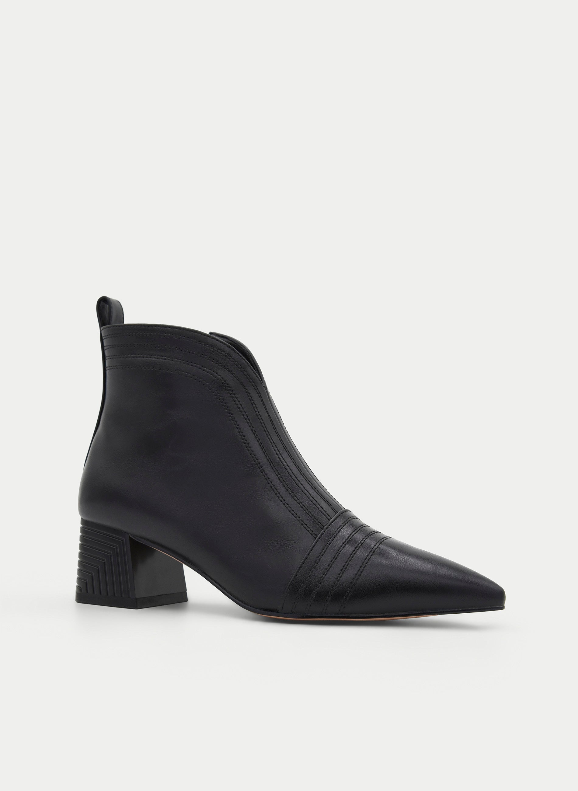 BLACK ANKLE BOOTS WIDE HEEL INNER ZIP