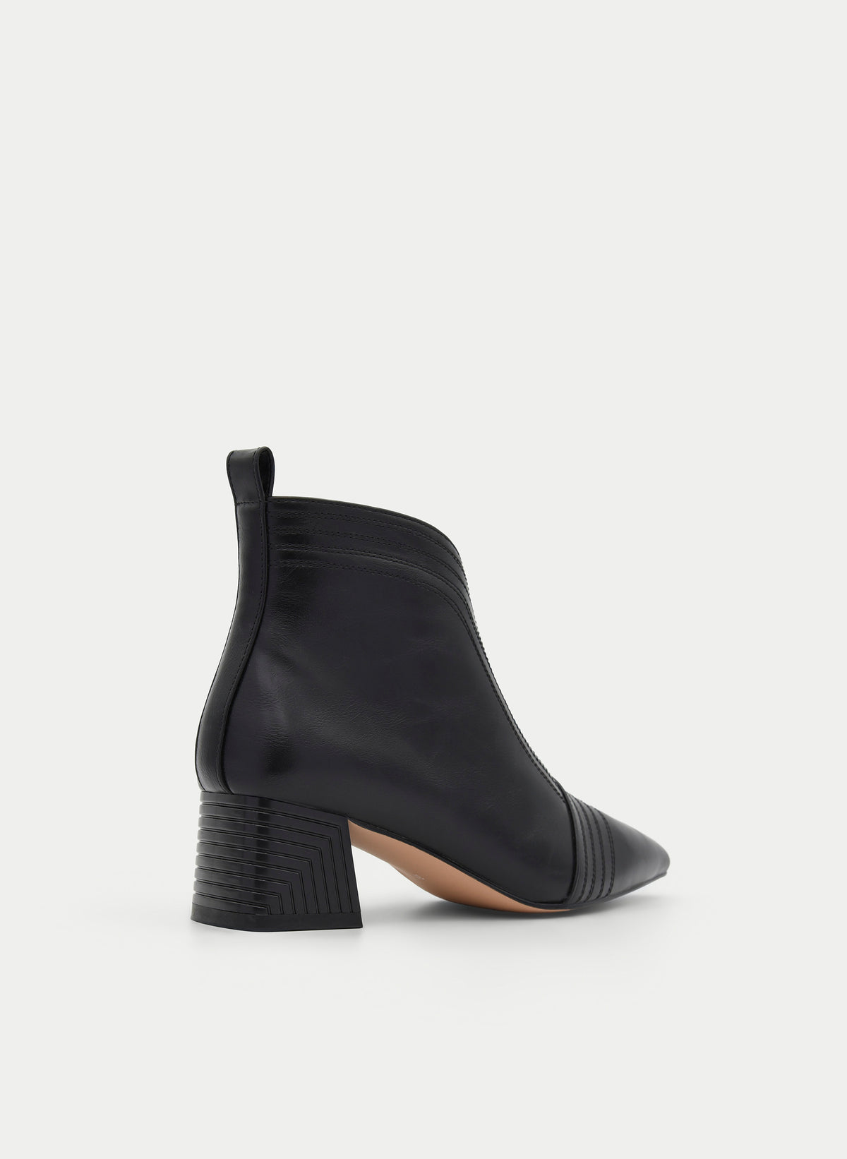 BLACK ANKLE BOOTS WIDE HEEL INNER ZIP
