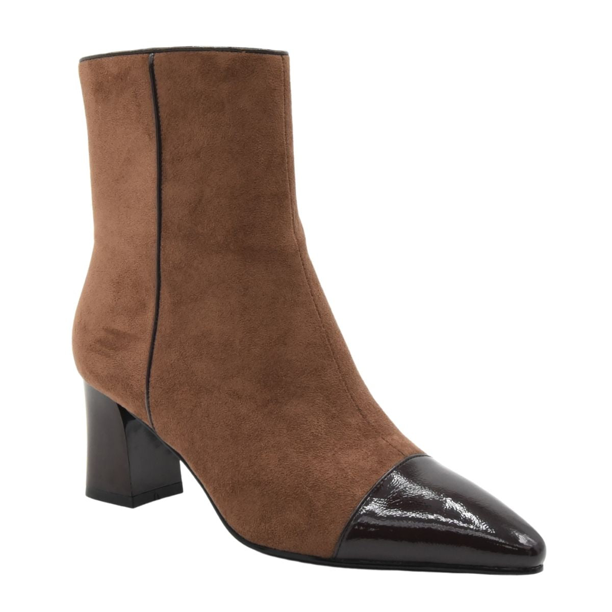 TAUPY BROWN BOOT WITH BLOCK HEEL AND ZIP
