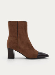 TAUPY BROWN BOOT WITH BLOCK HEEL AND ZIP