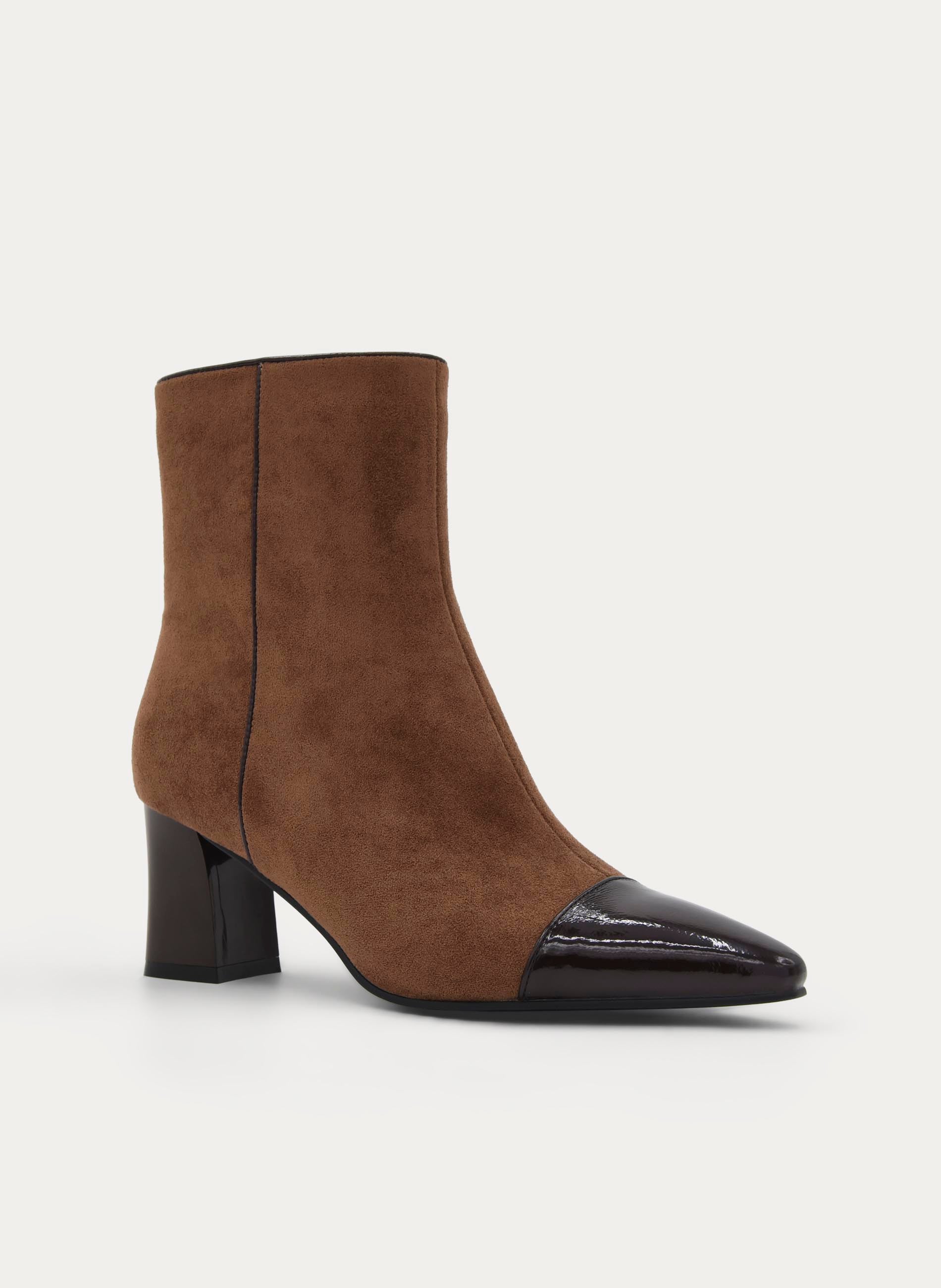 TAUPY BROWN BOOT WITH BLOCK HEEL AND ZIP