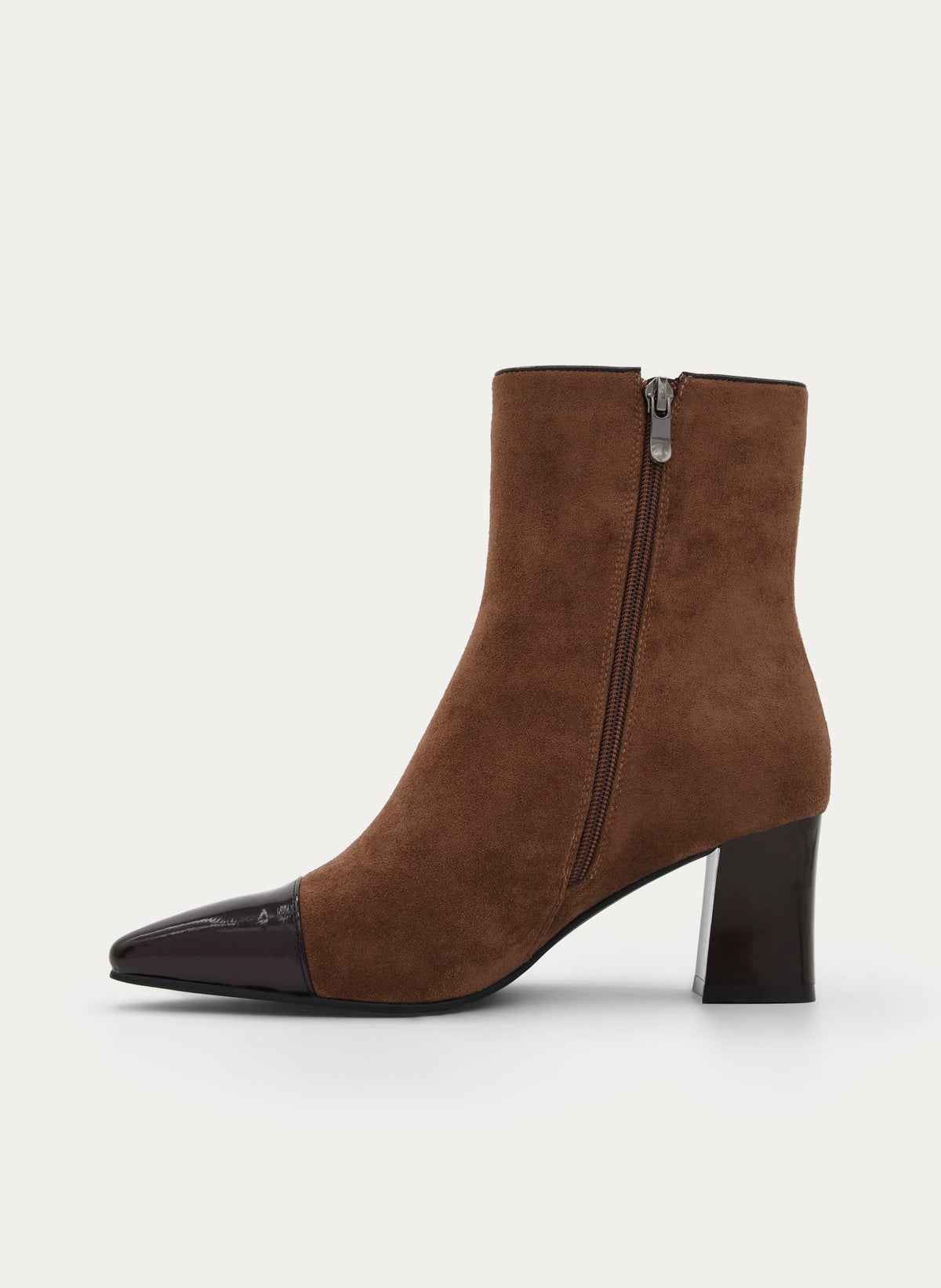 TAUPY BROWN BOOT WITH BLOCK HEEL AND ZIP