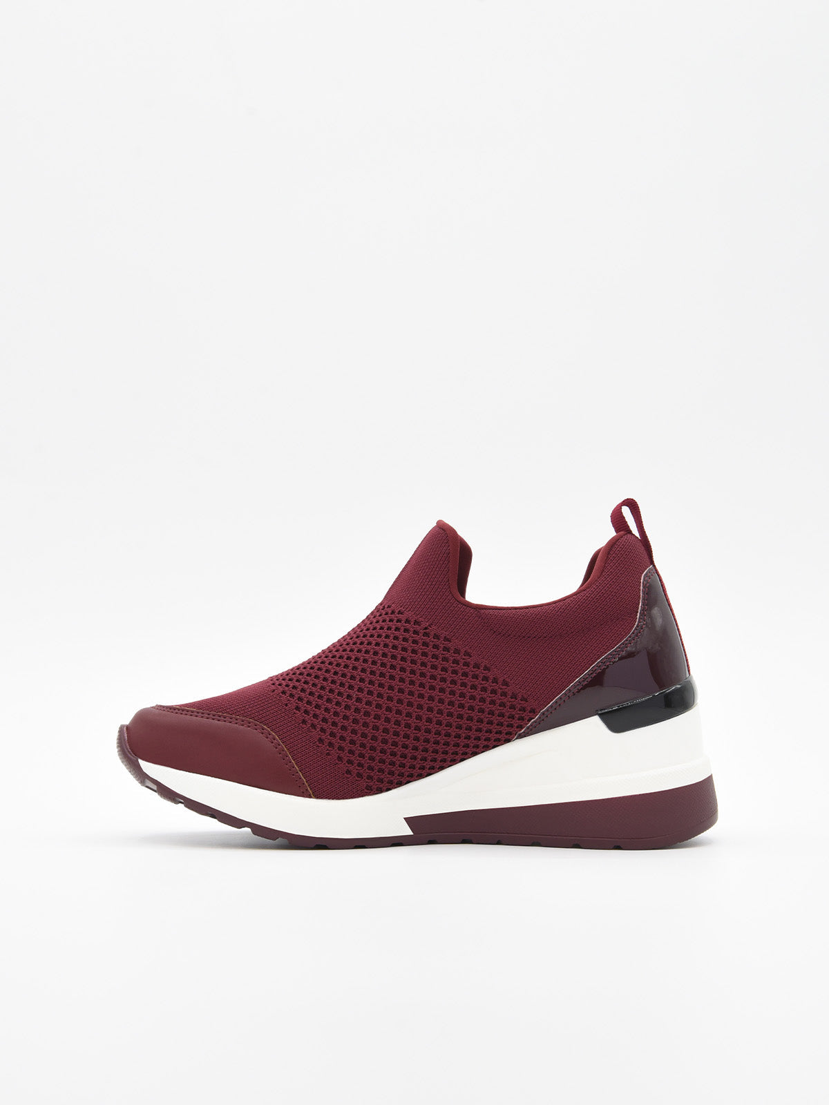 Breathable burgundy wedge trainers