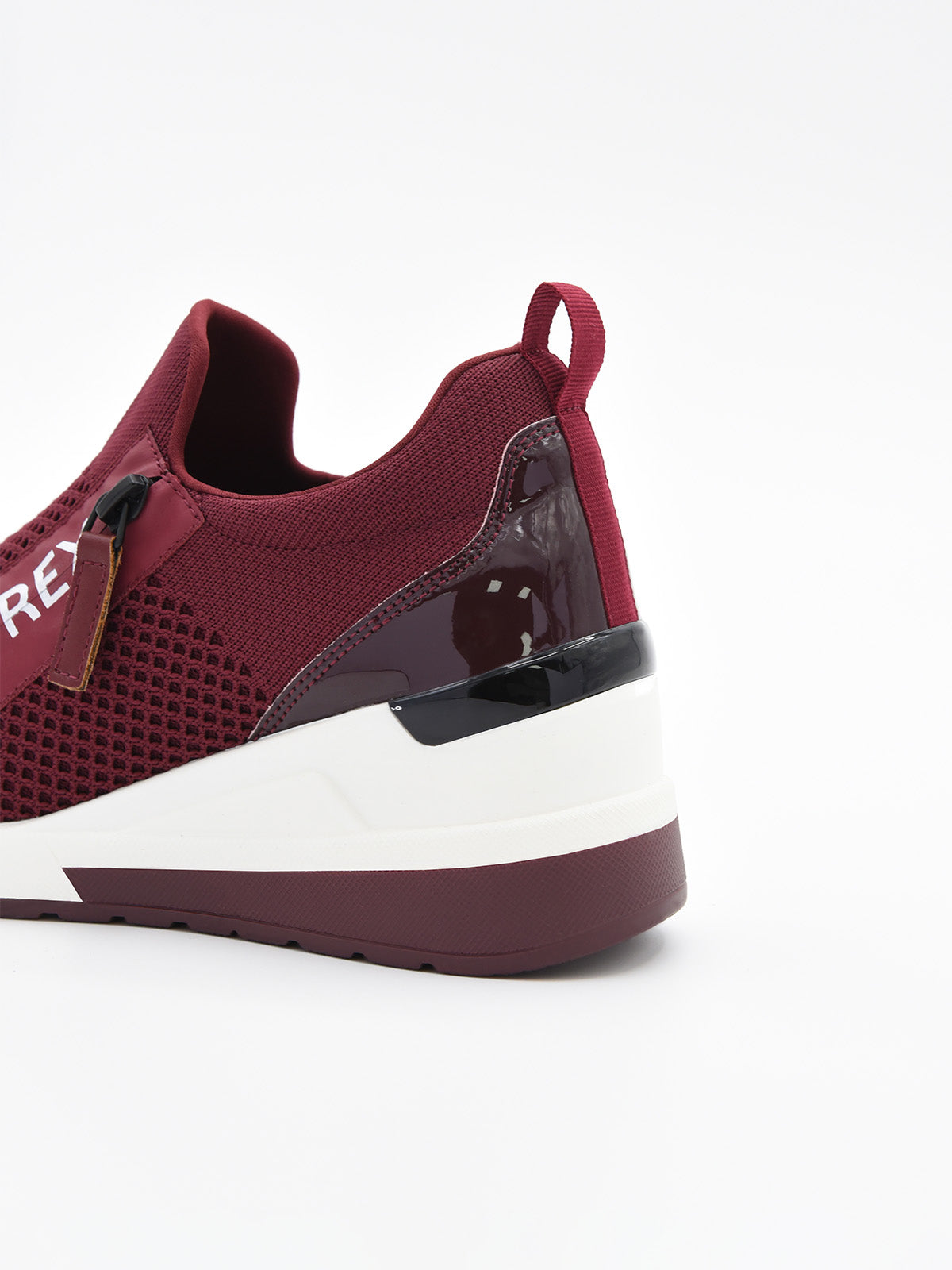 Breathable burgundy wedge trainers