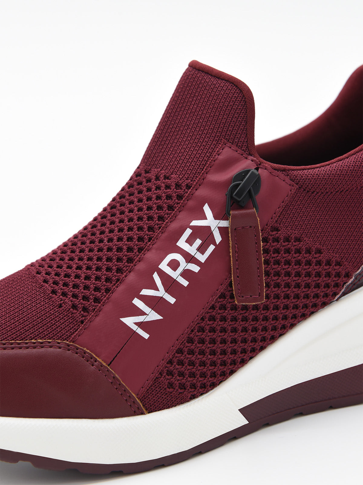 Breathable burgundy wedge trainers