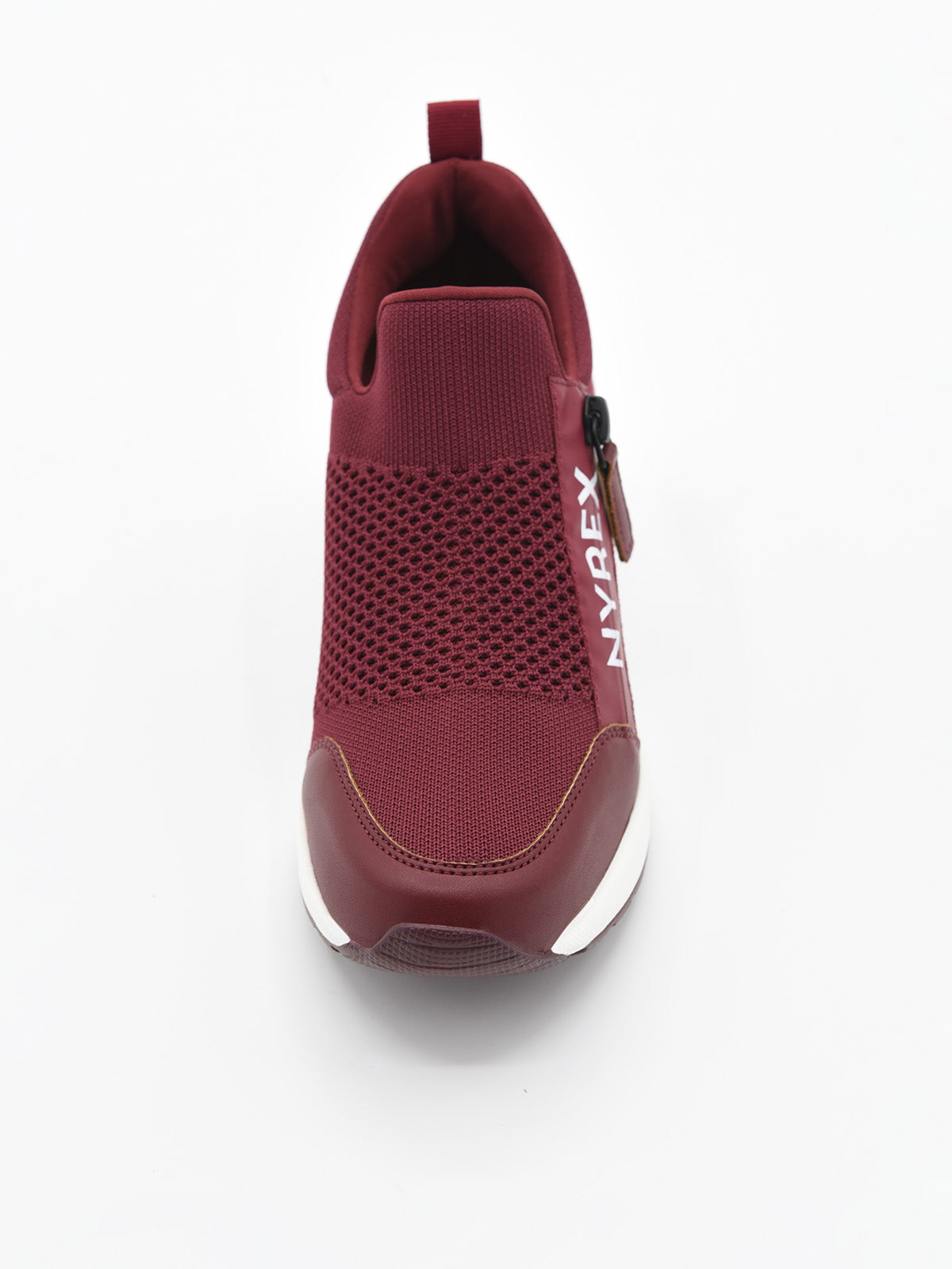Breathable burgundy wedge trainers