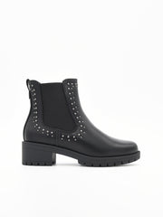 BOTÍN NEGRO CON TACHAS Y ELÁSTICOS DE NYREX