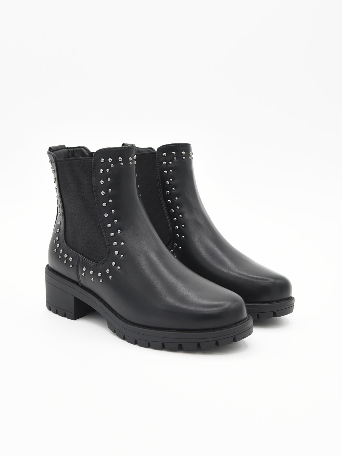 BOTÍN NEGRO CON TACHAS Y ELÁSTICOS DE NYREX
