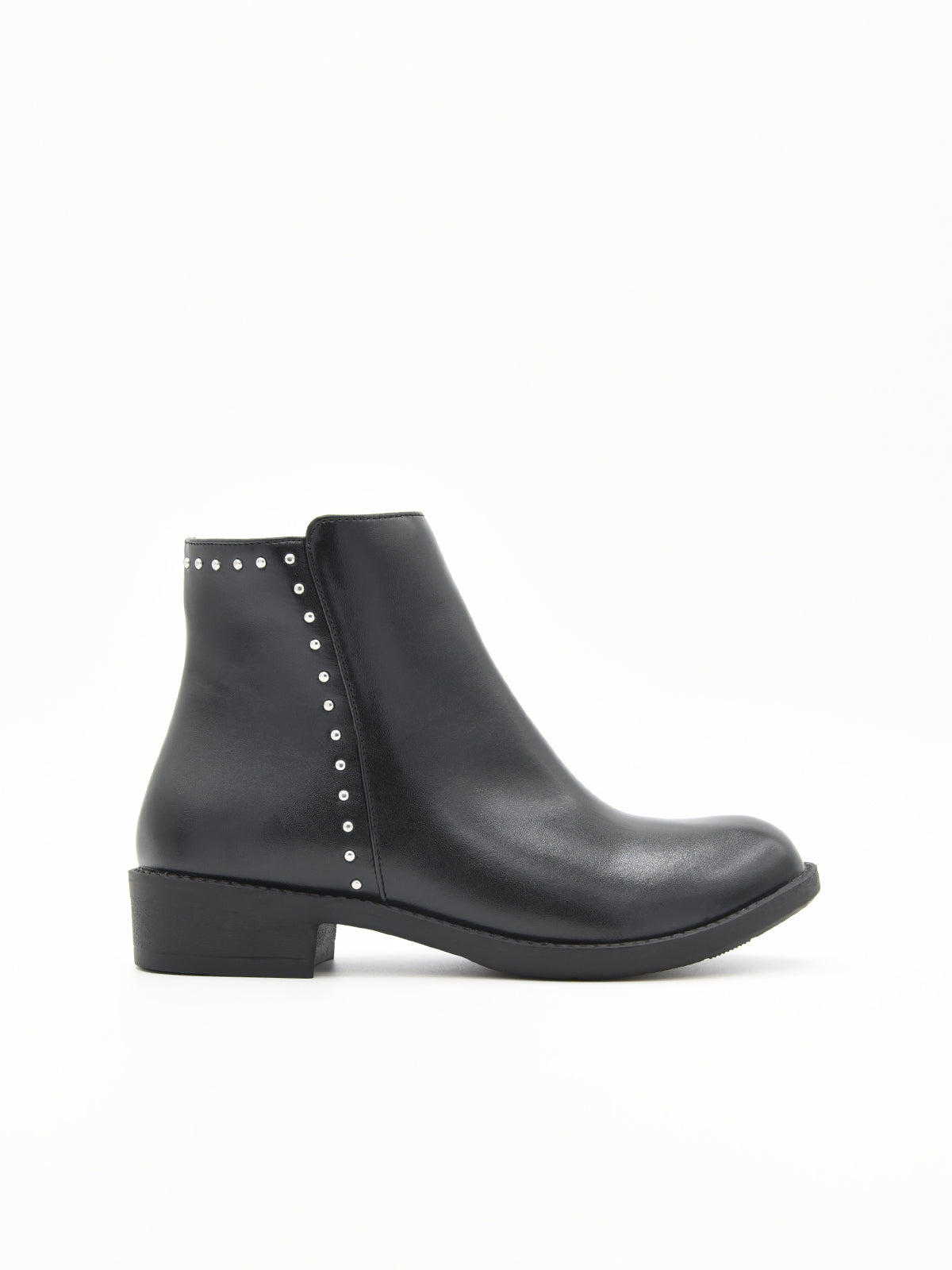 NYREX BLACK MINIMALIST BOOT WITH STUDS