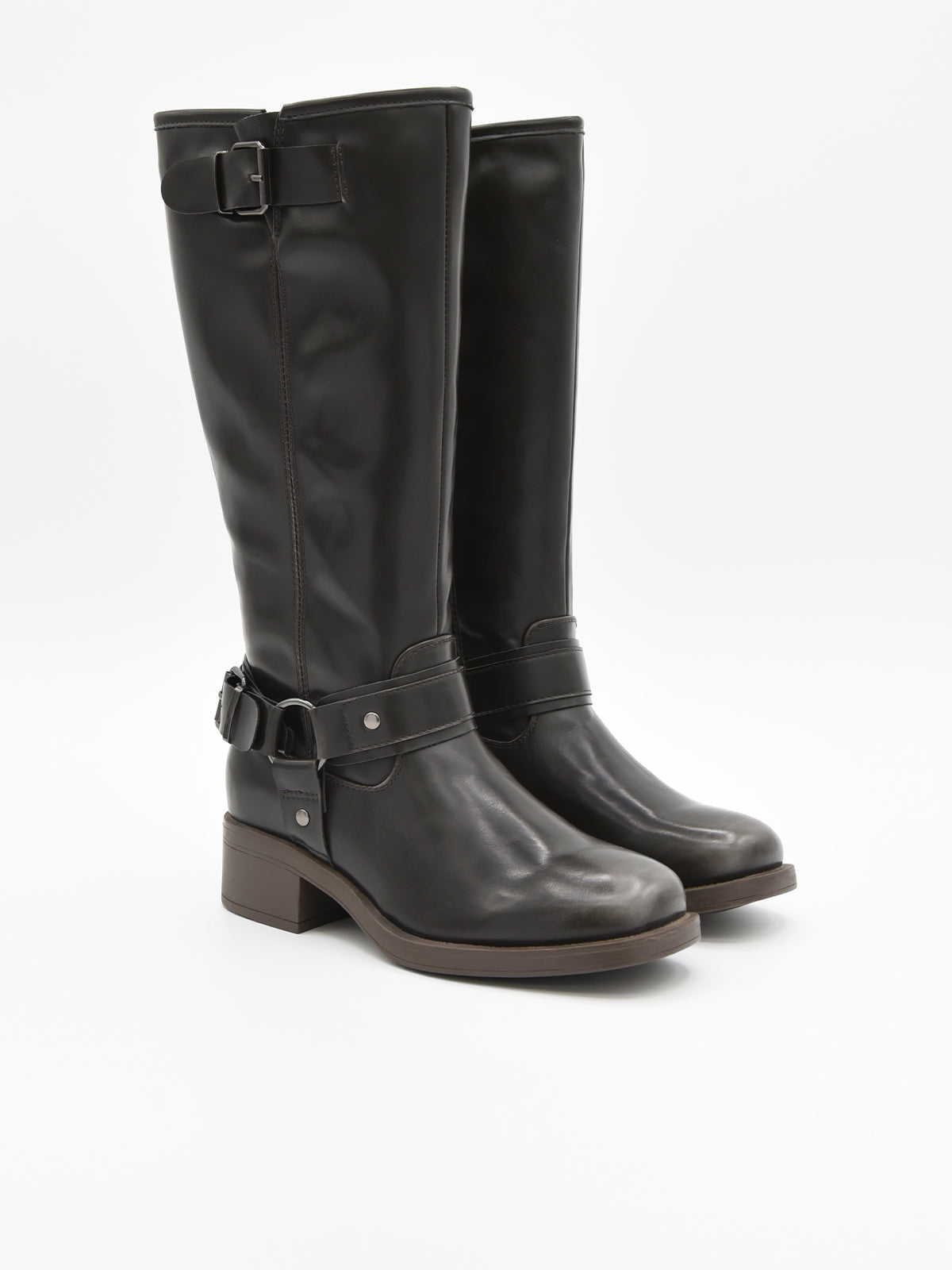 BOTA ALTA NEGRA BIKER CON HEBILLAS DE NYREX