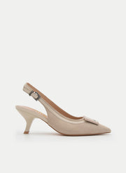 BEIGE SLINGBACK MID-HEEL SHOES