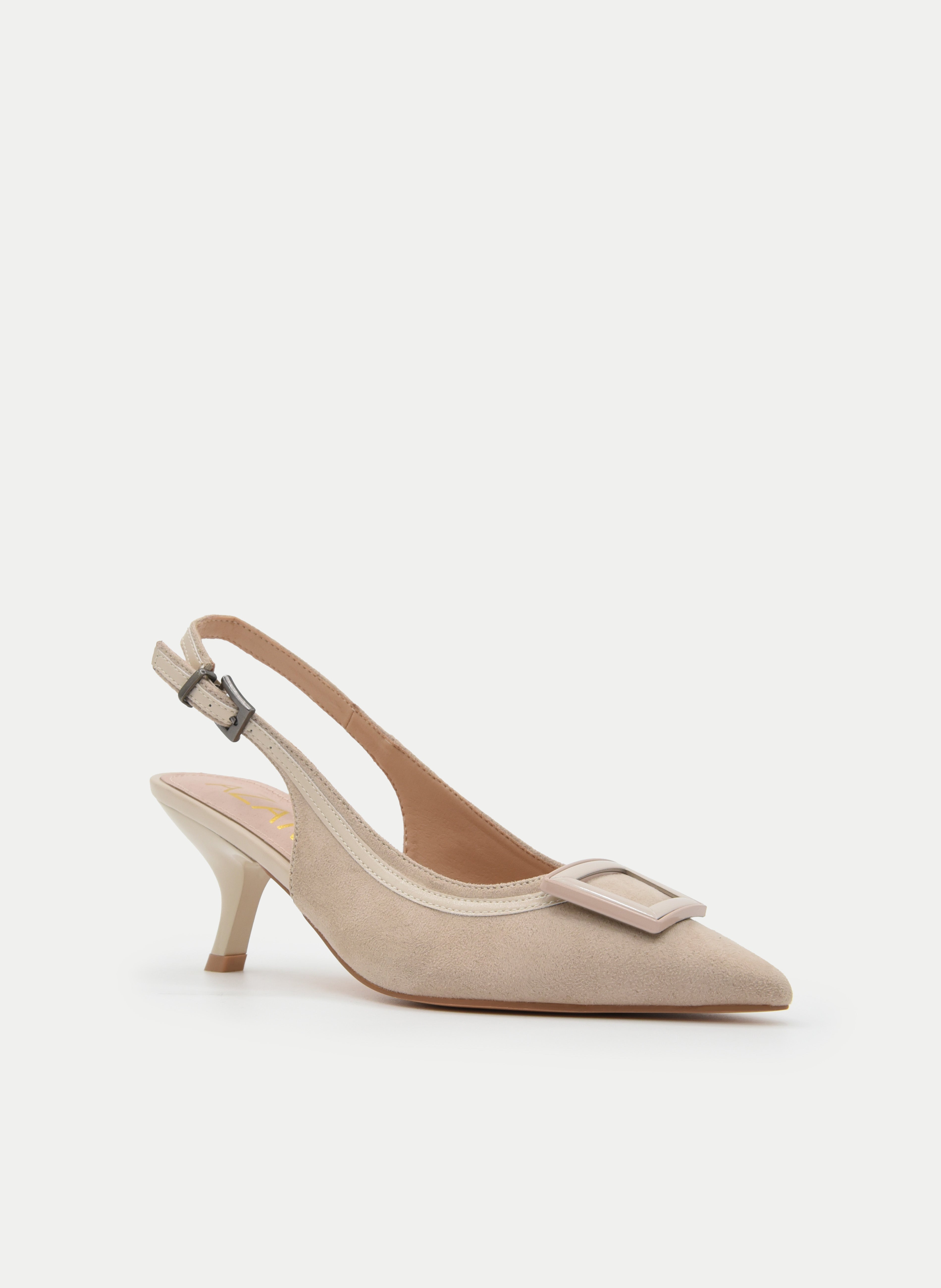 ZAPATOS BEIGE DESTALONADOS TACÓN MEDIO