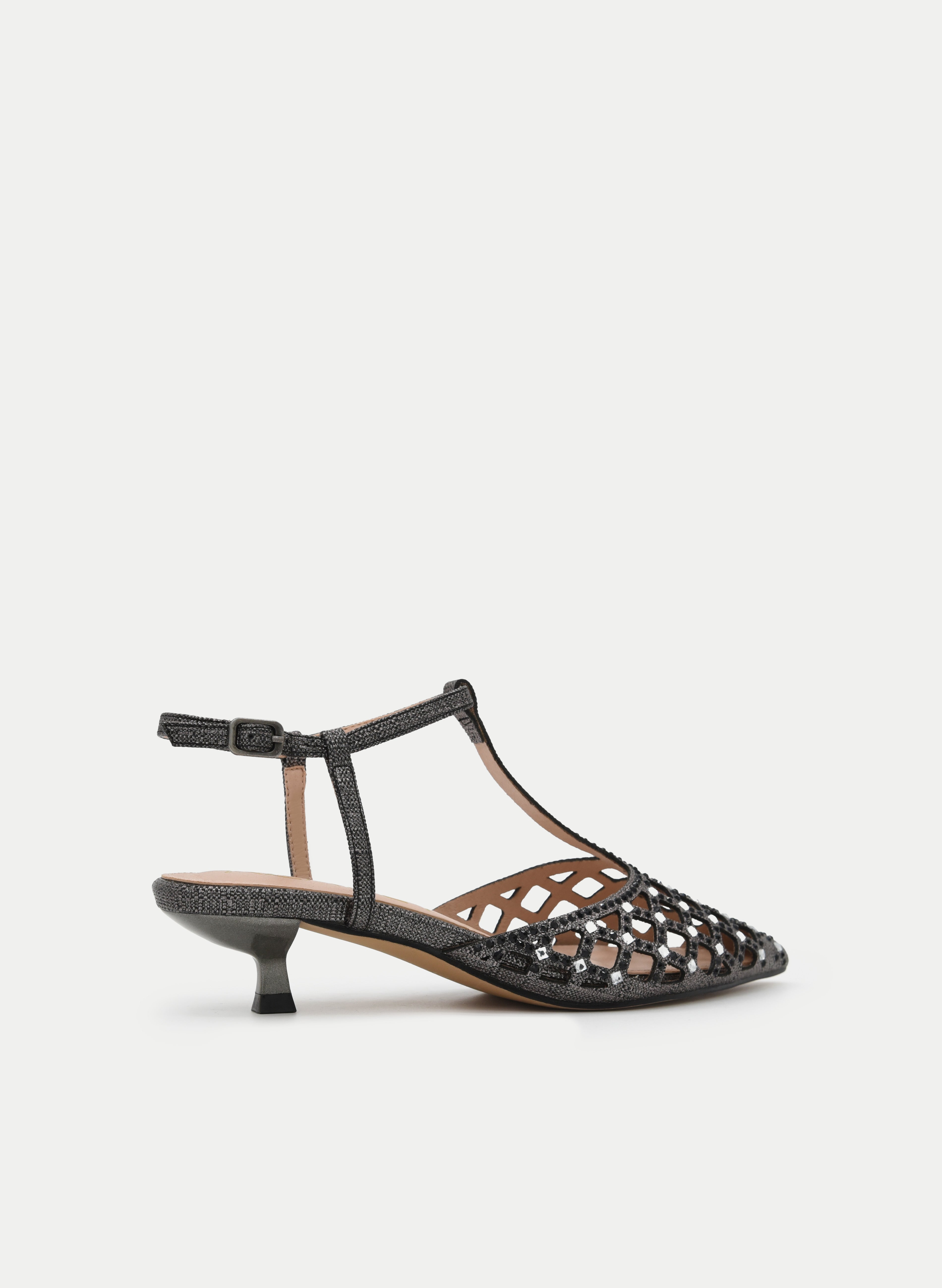 ZAPATOS NEGRO BRILLO TACÓN BAJO JOYA