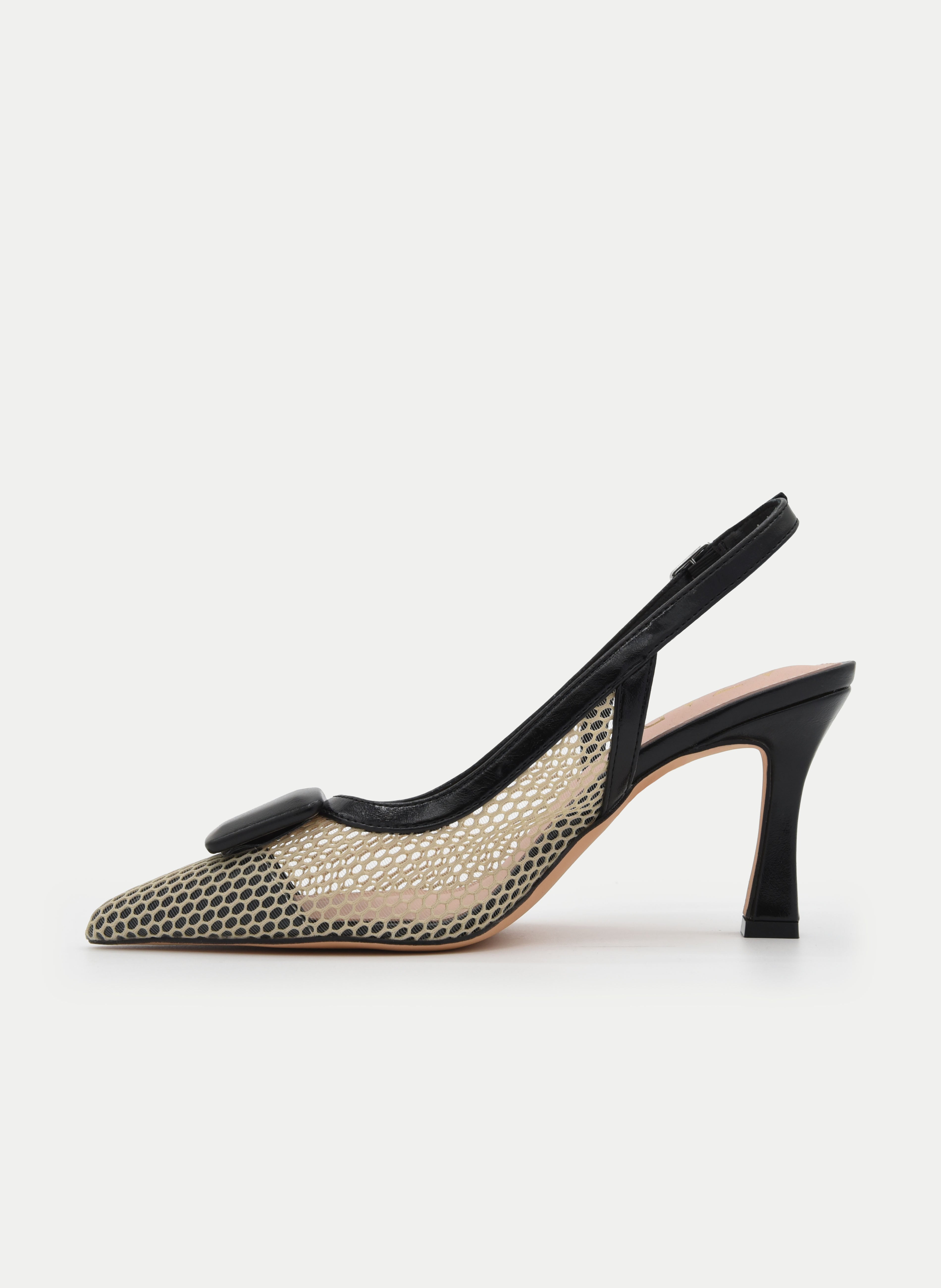 ZAPATO DESTALONADO NEGRO Y BEIGE CON RED