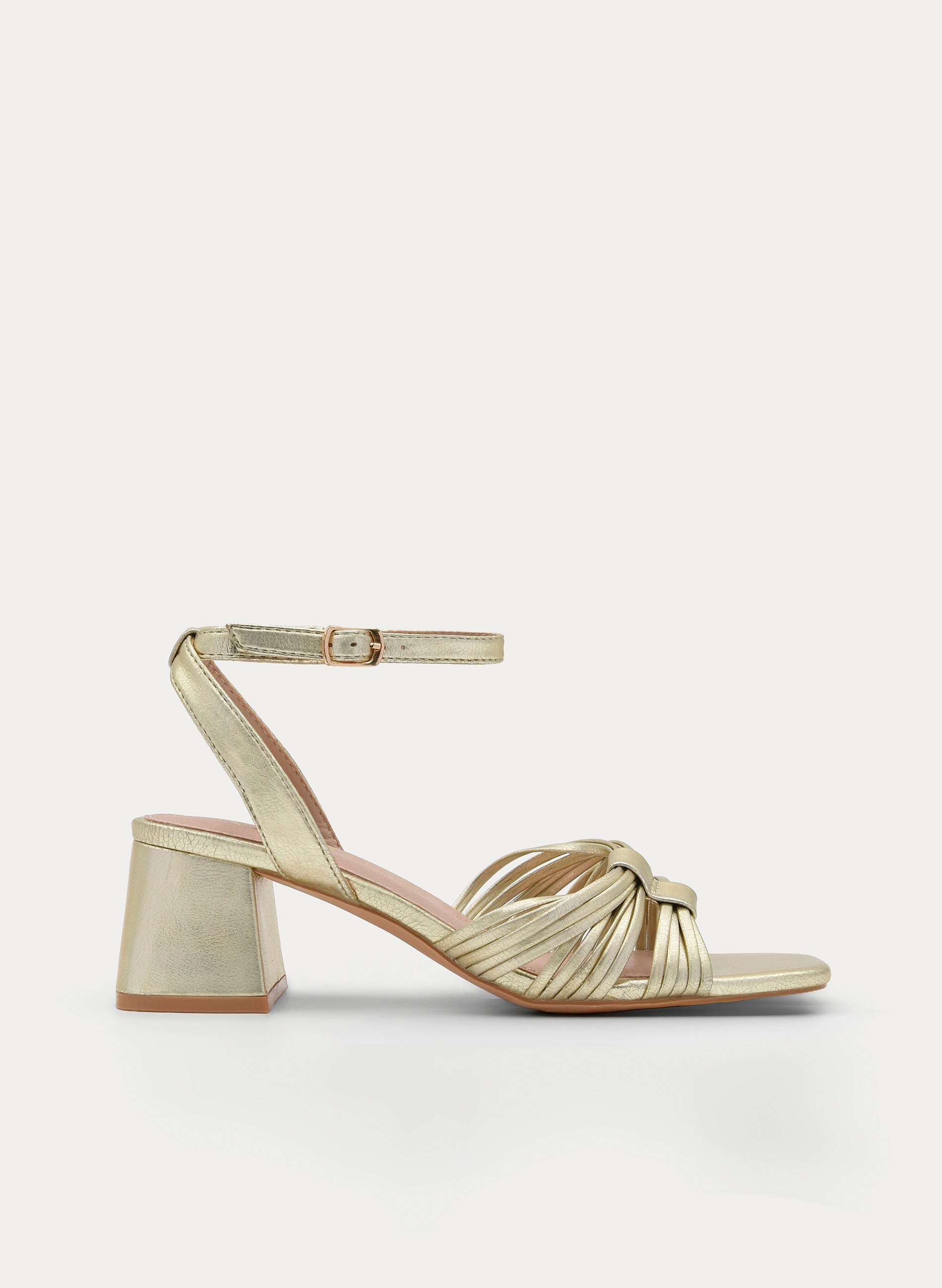 GOLD METALLIC BLOCK HEEL SANDAL
