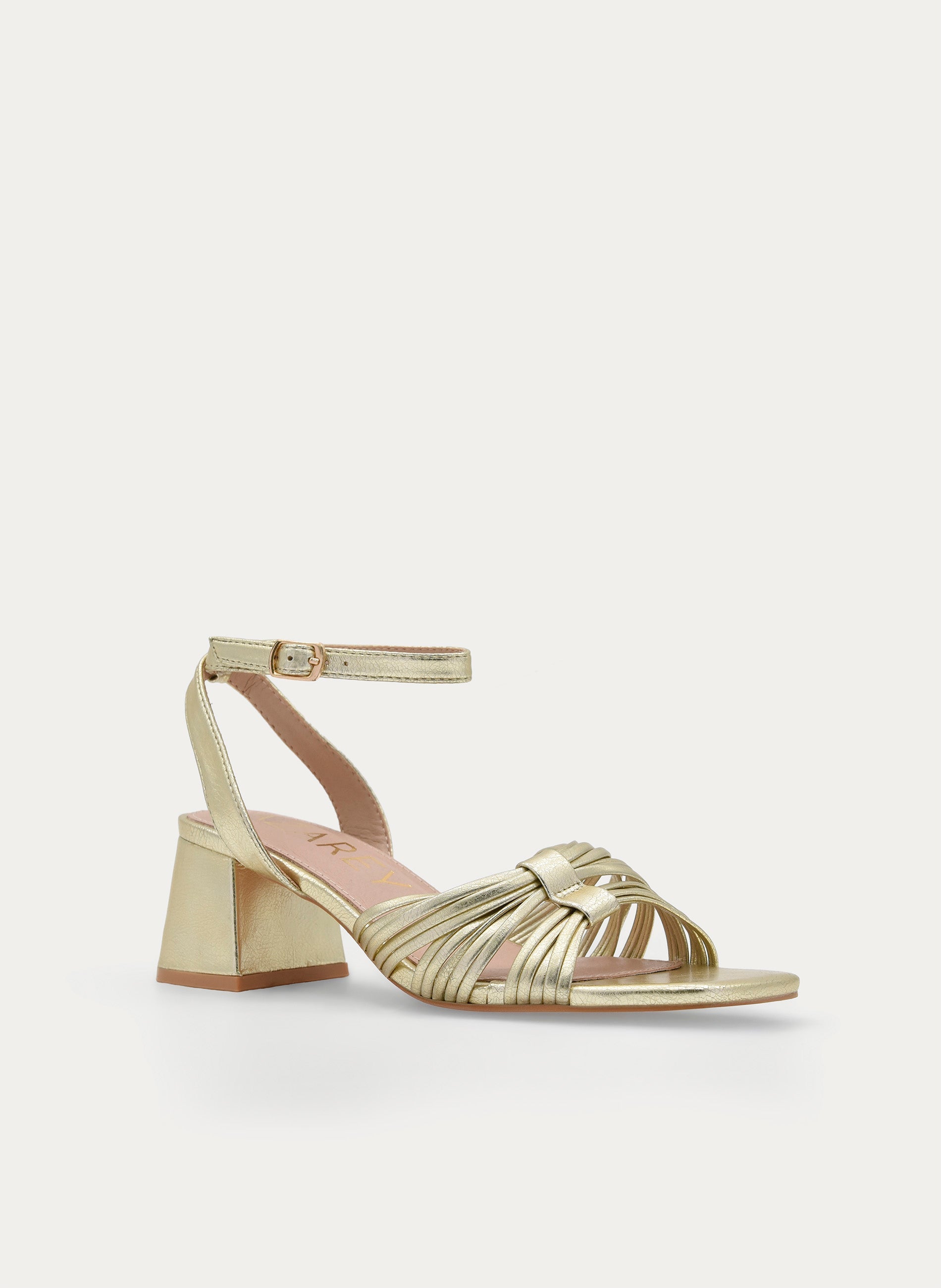 GOLD METALLIC BLOCK HEEL SANDAL