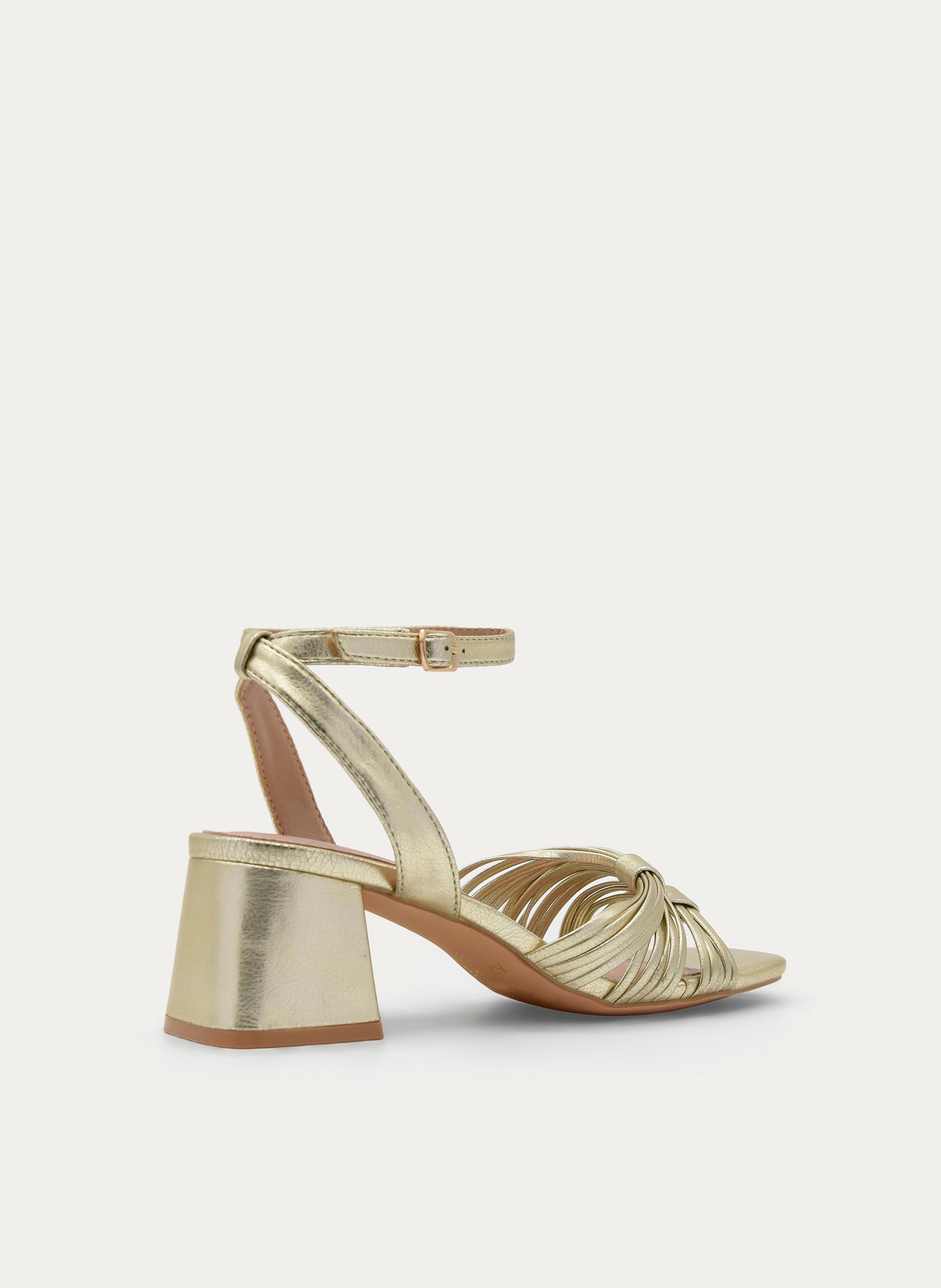 GOLD METALLIC BLOCK HEEL SANDAL