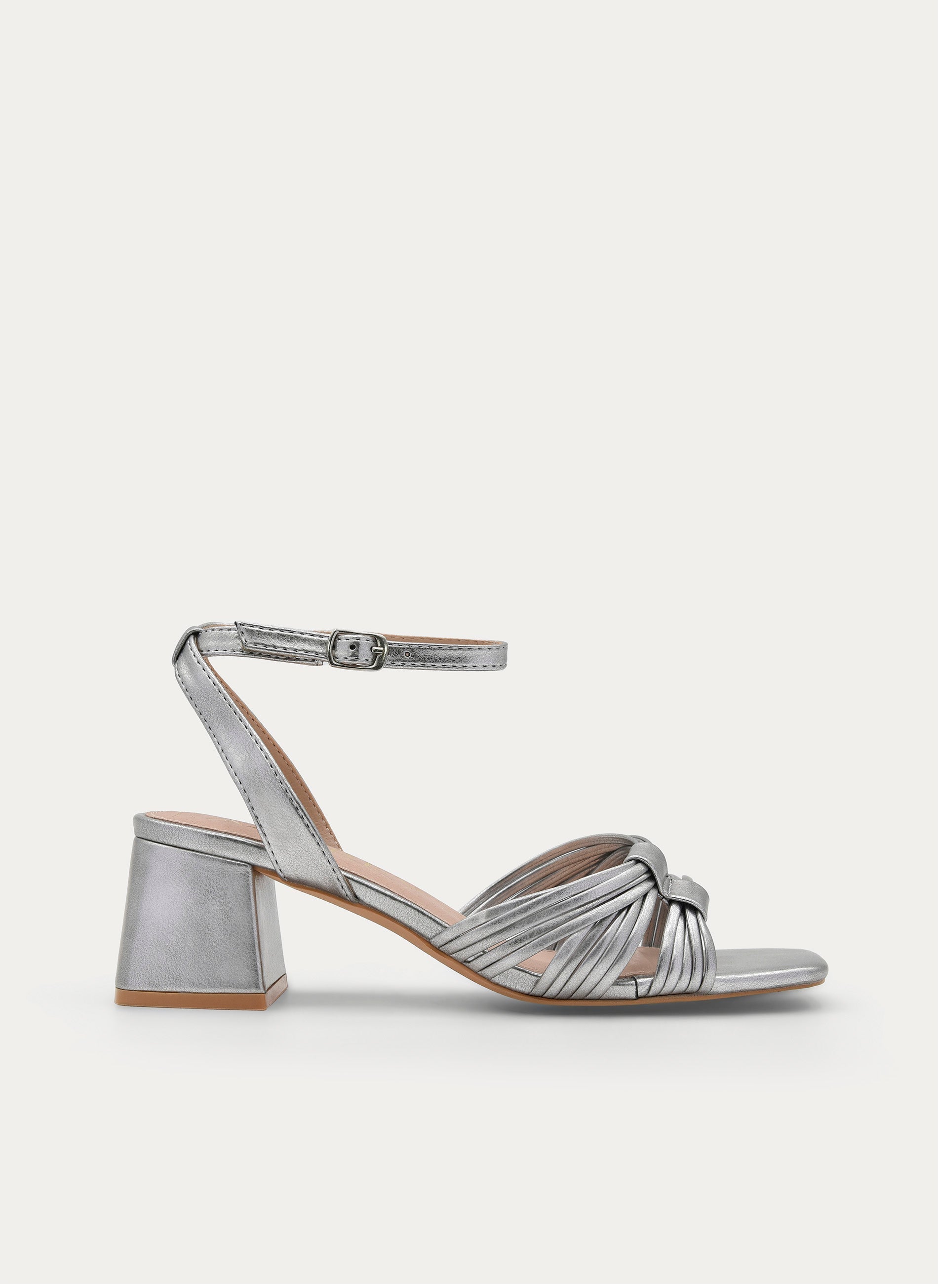 METALLIC SILVER WIDE HEEL SANDAL