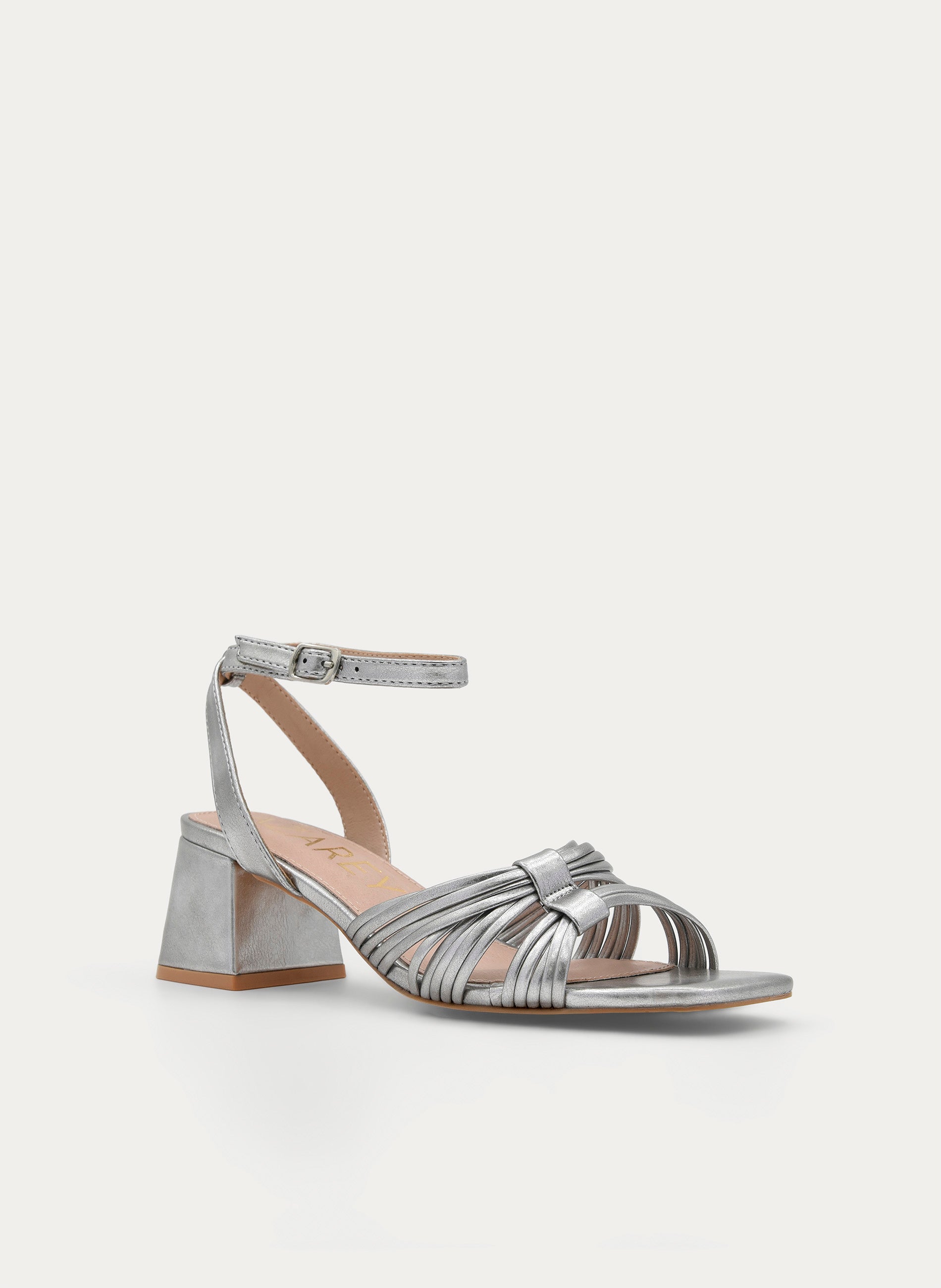 METALLIC SILVER WIDE HEEL SANDAL