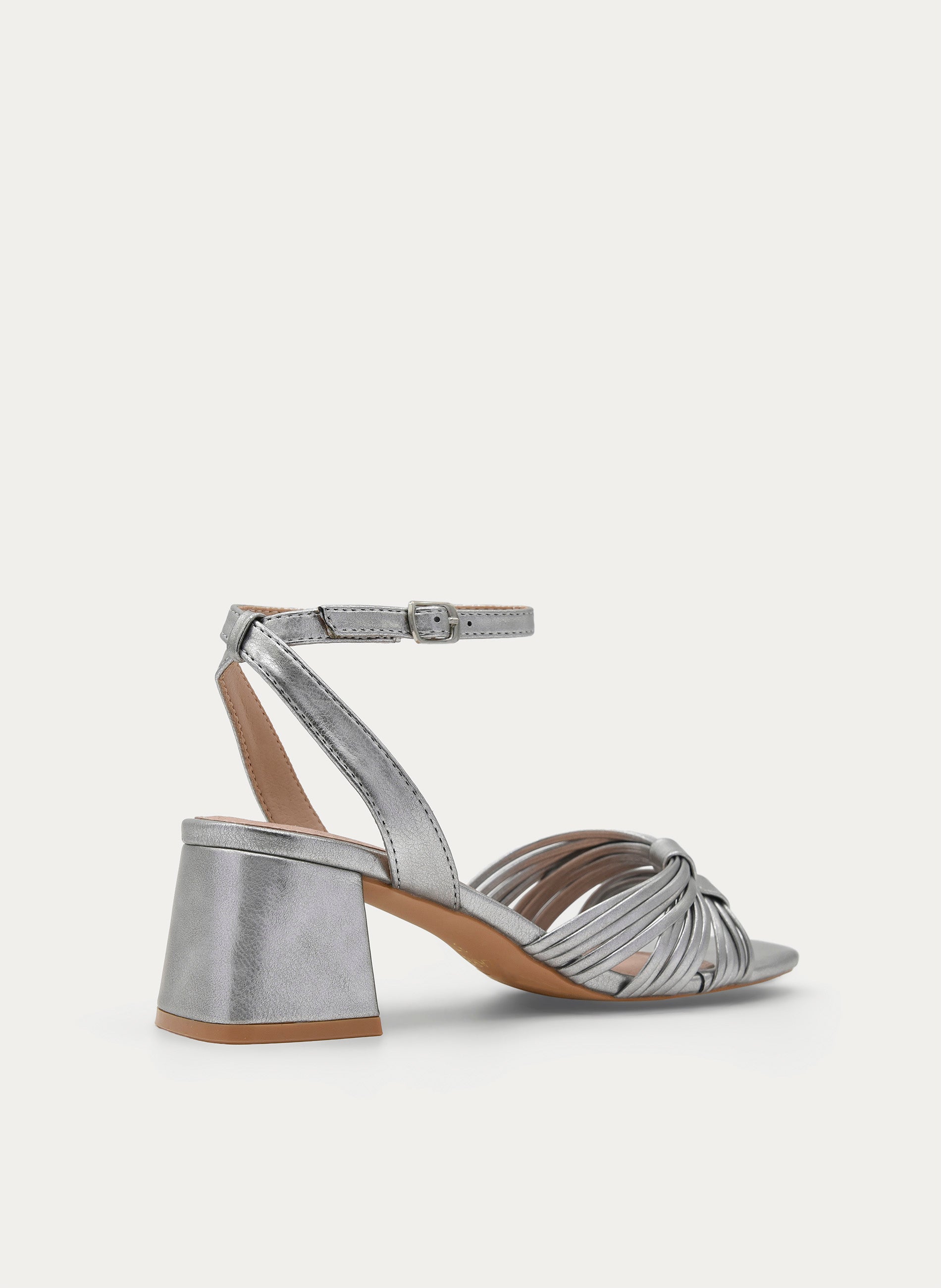METALLIC SILVER WIDE HEEL SANDAL