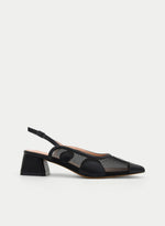 ZAPATO DESTALONADO NEGRO DE MESH CON TACÓN CUADRADO