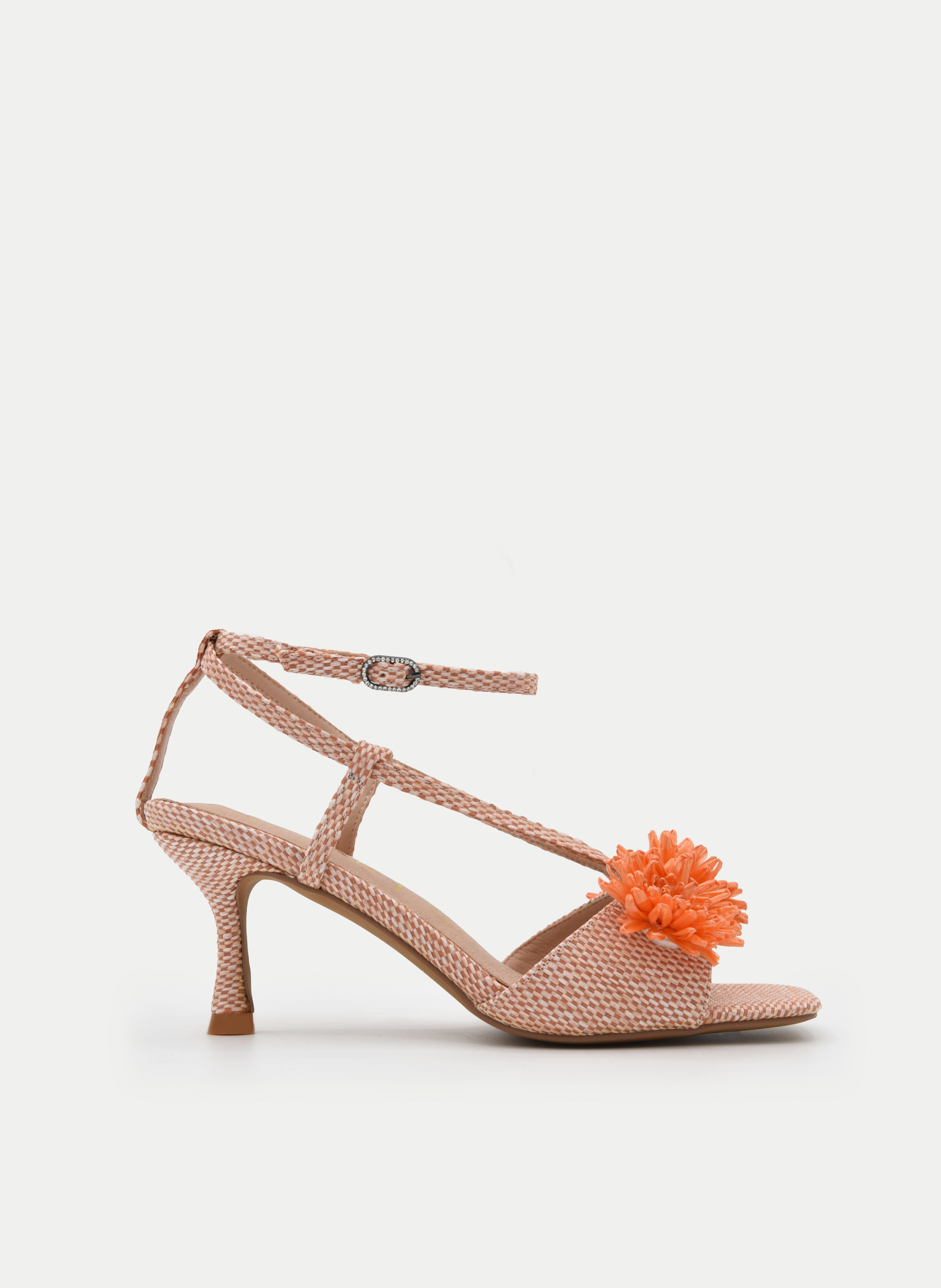 CORAL SANDALS MEDIUM HEEL FLOWER
