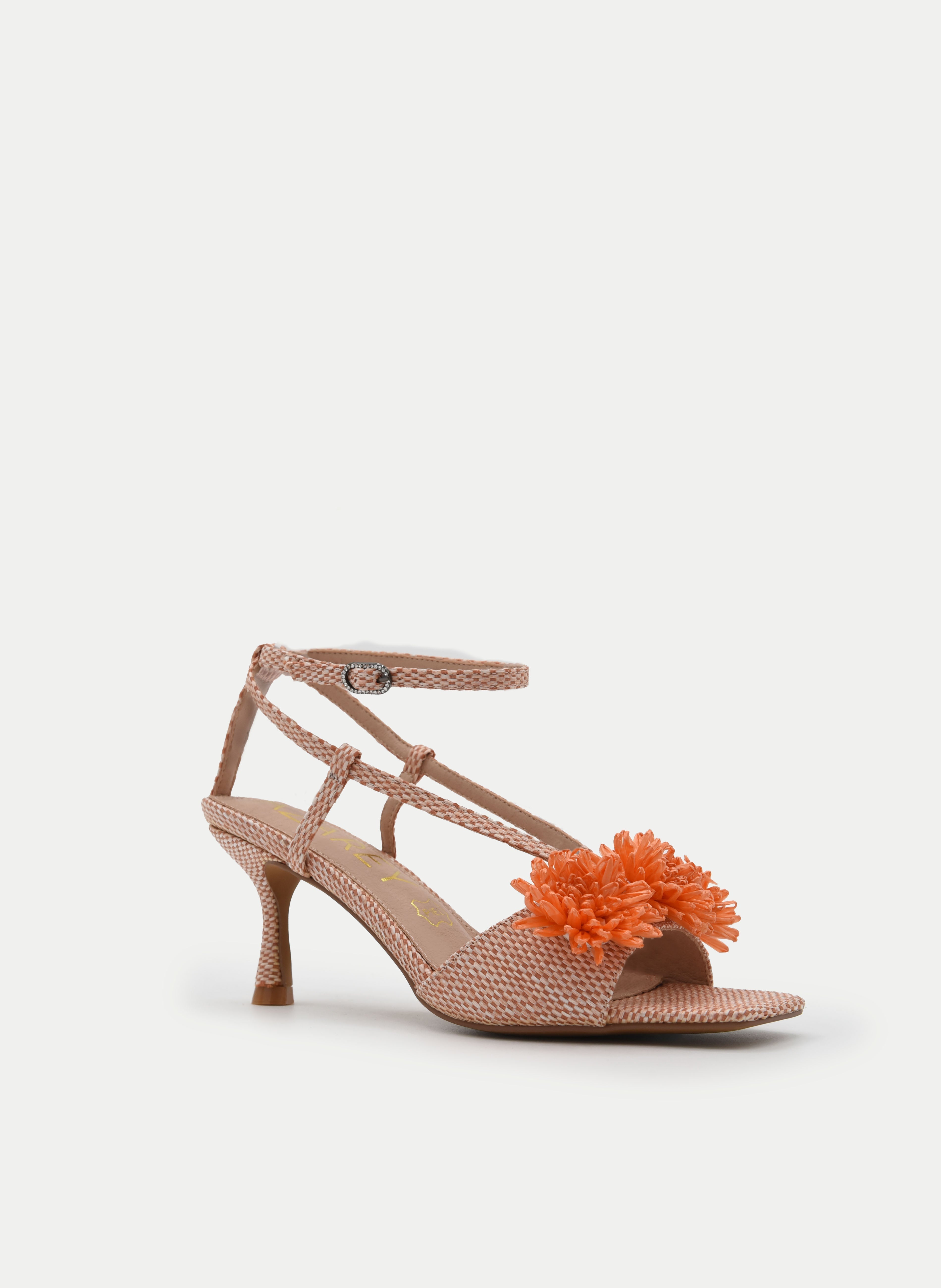 CORAL SANDALS MEDIUM HEEL FLOWER