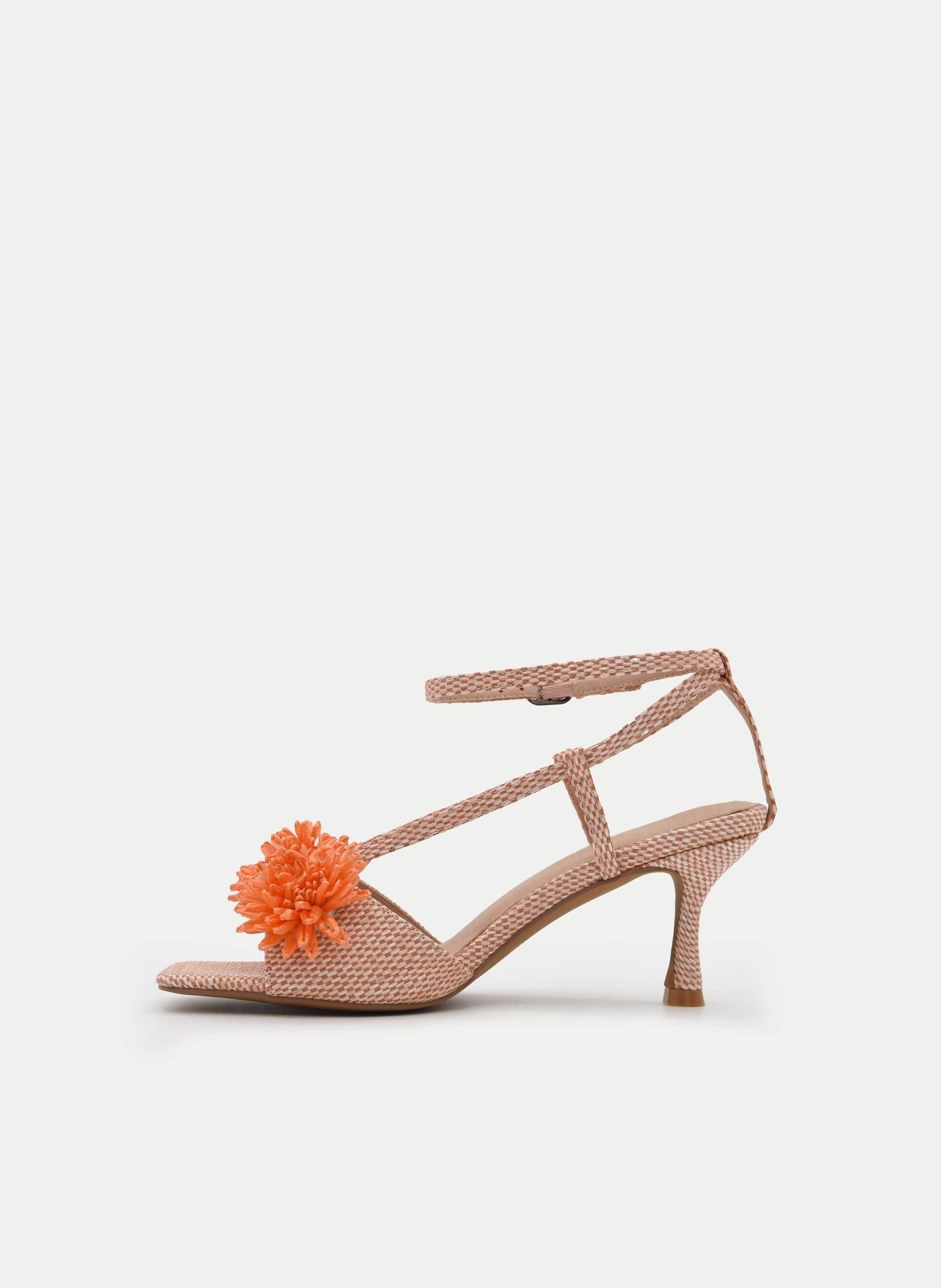 CORAL SANDALS MEDIUM HEEL FLOWER