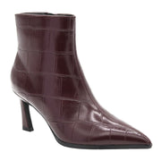 BURGUNDY COCO ANKLE BOOT, SLIM HEEL, INNER ZIP