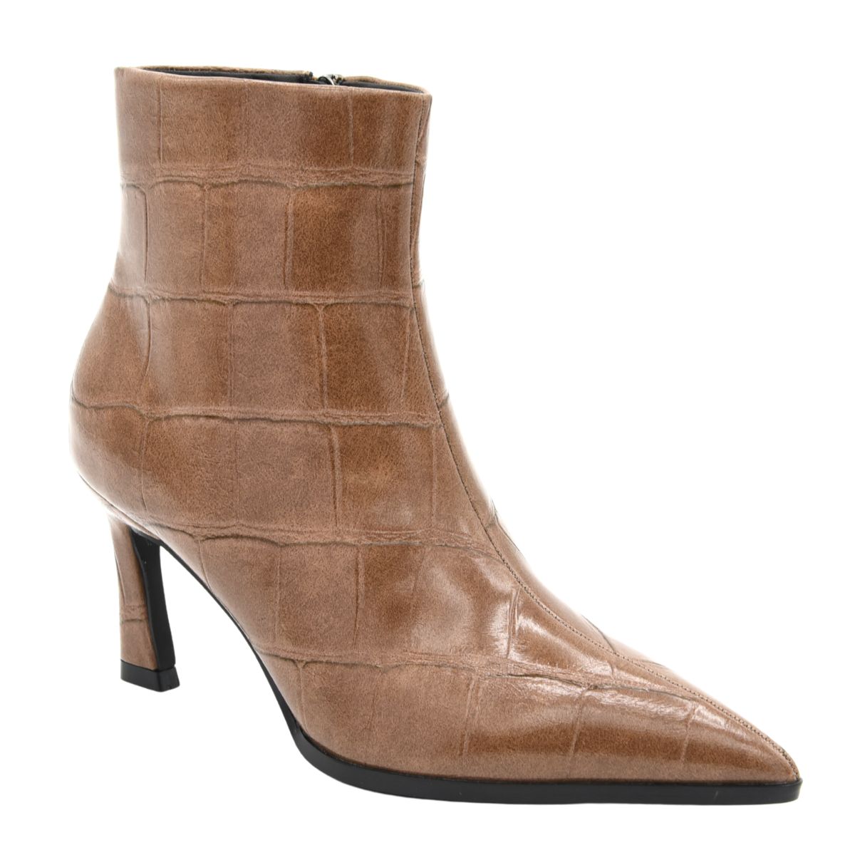 BROWN COCO ANKLE BOOT STILETTO HEEL INNER ZIP