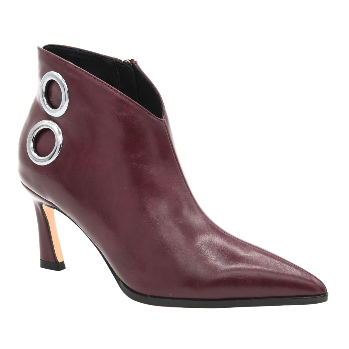 BURGUNDY ANKLE BOOT POINTED TOE HIGH HEEL