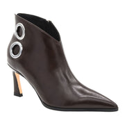 BROWN POINTED TOE HIGH HEEL ANKLE BOOT