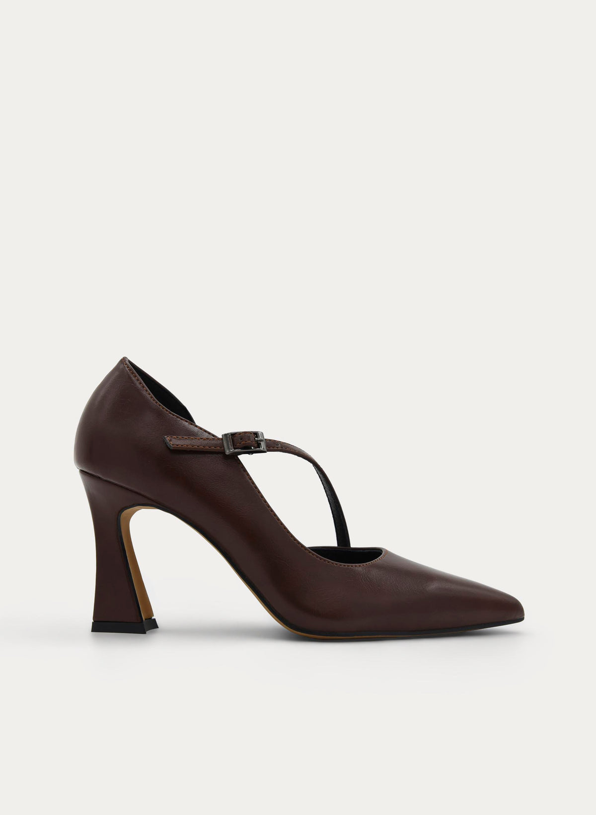 BROWN PUMP WITH BRACELET AND BLOCK HEEL