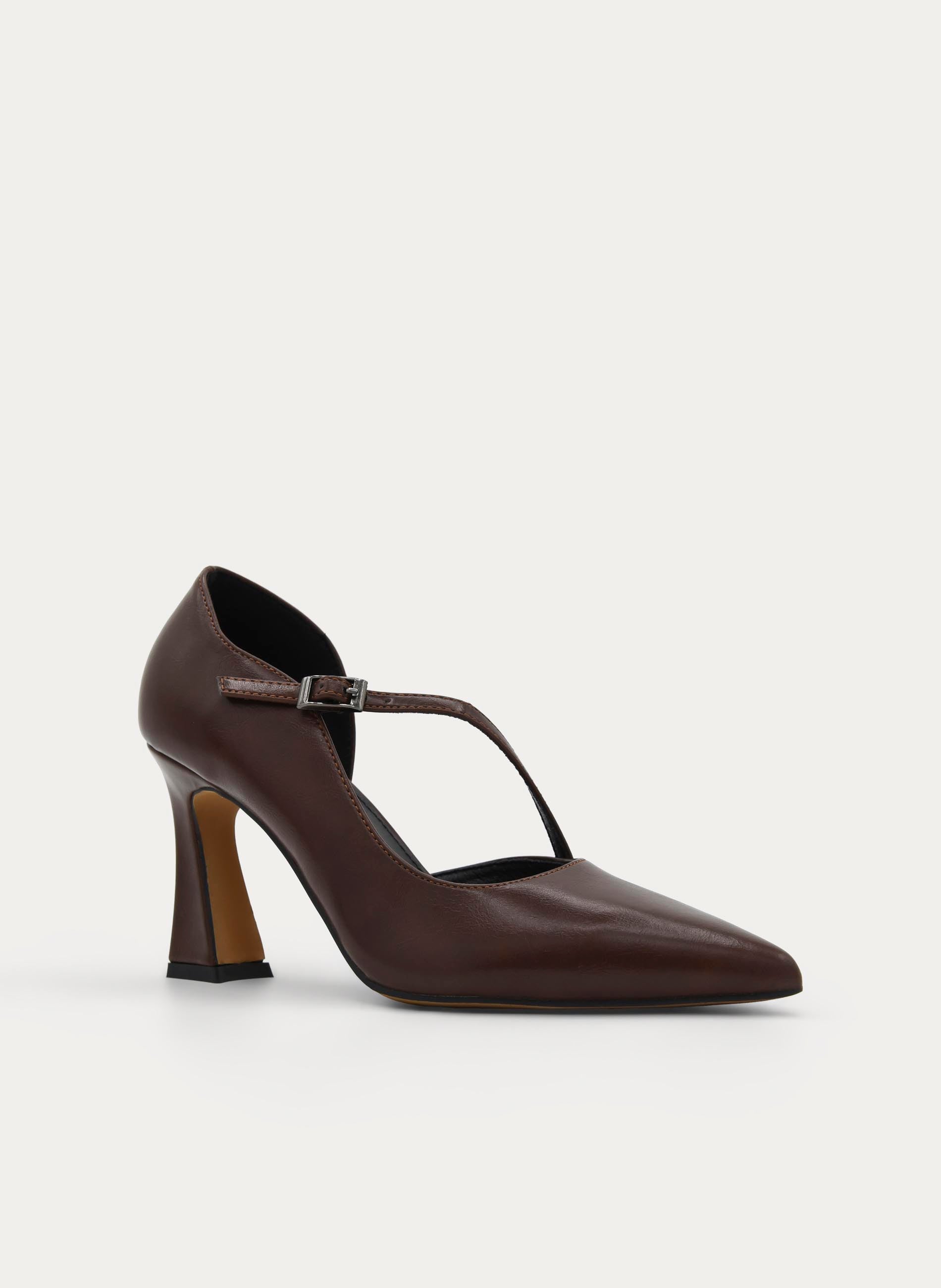 BROWN PUMP WITH BRACELET AND BLOCK HEEL